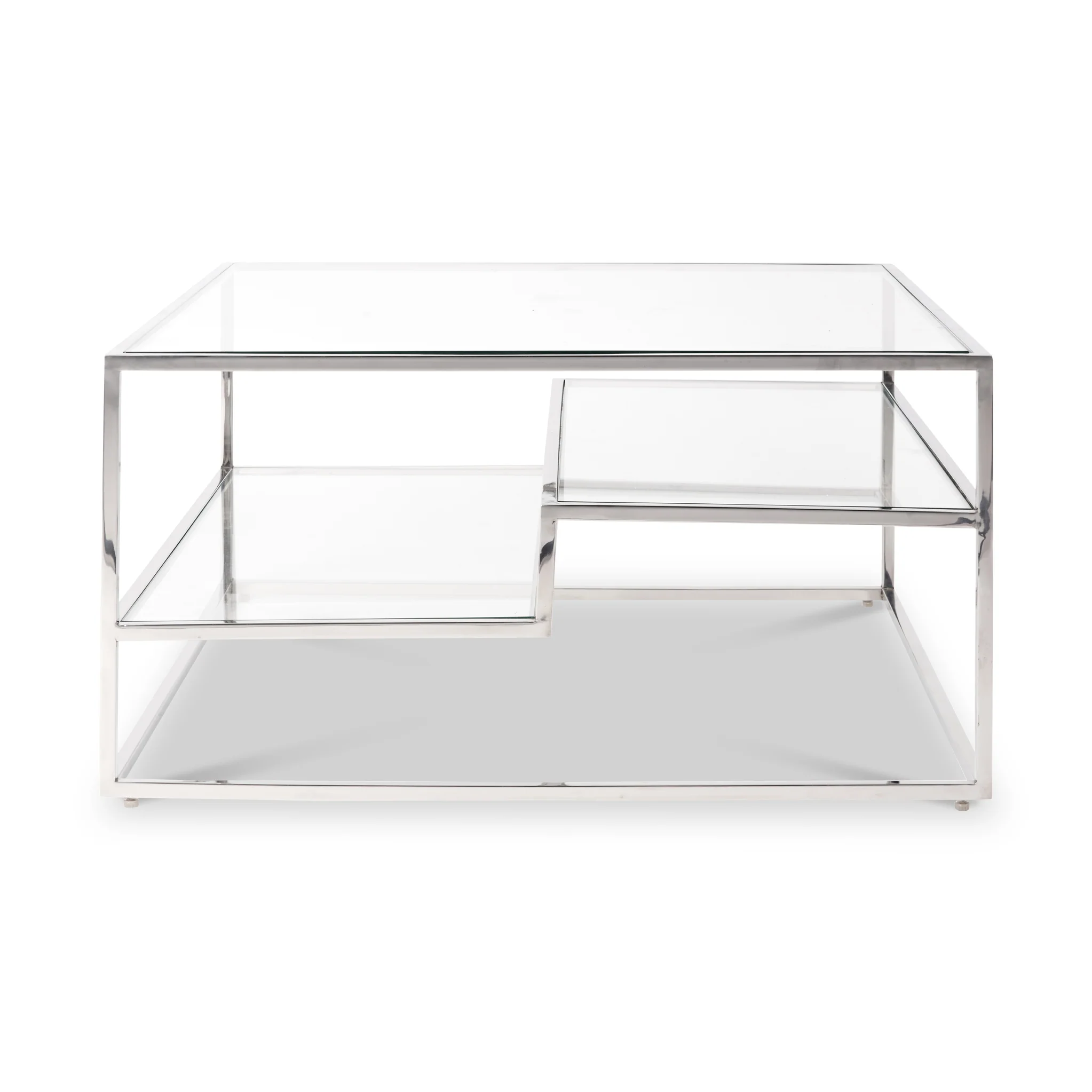 Aleandra Clear Glass and Silver Metal Coffee Table - Image 4