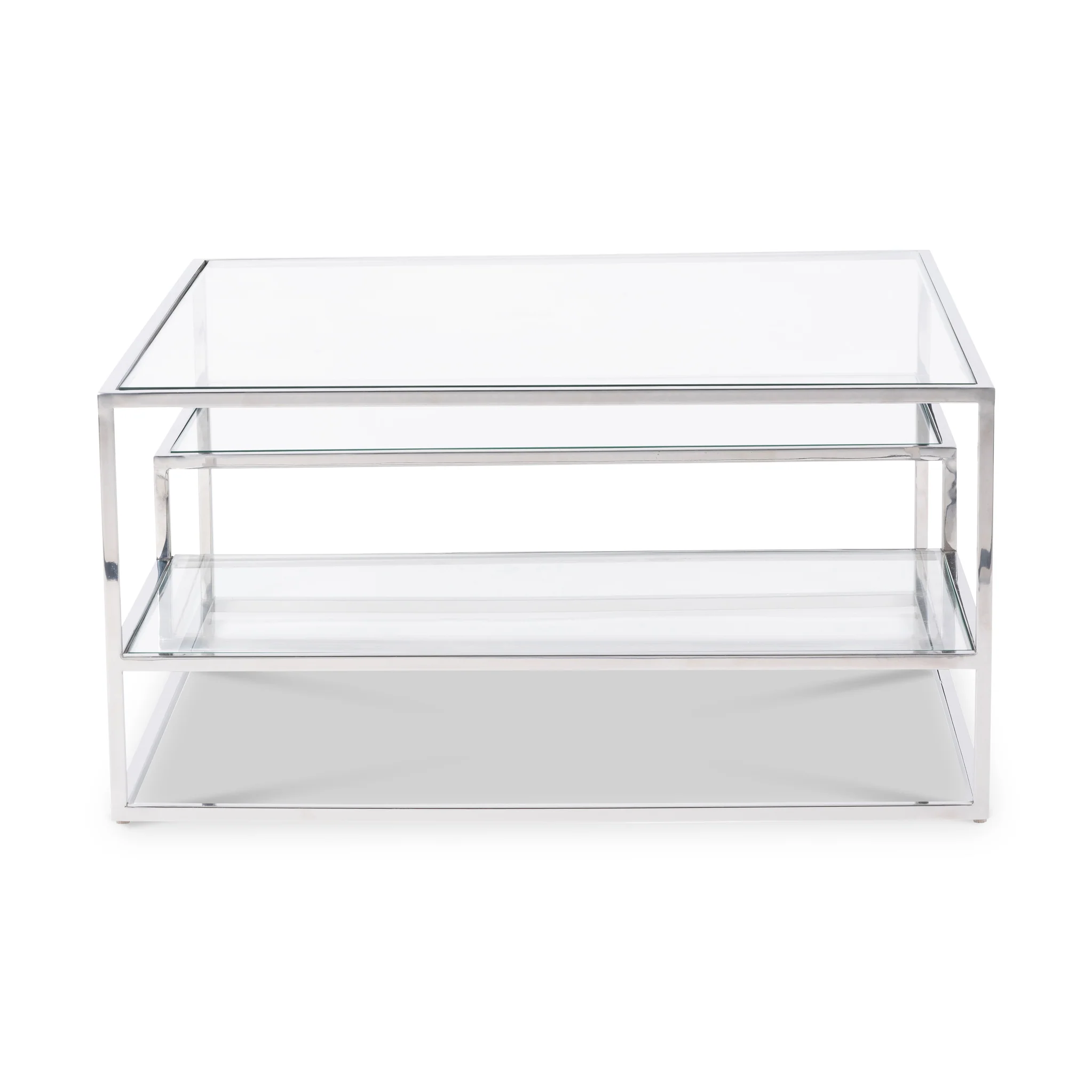Aleandra Clear Glass and Silver Metal Coffee Table - Image 5