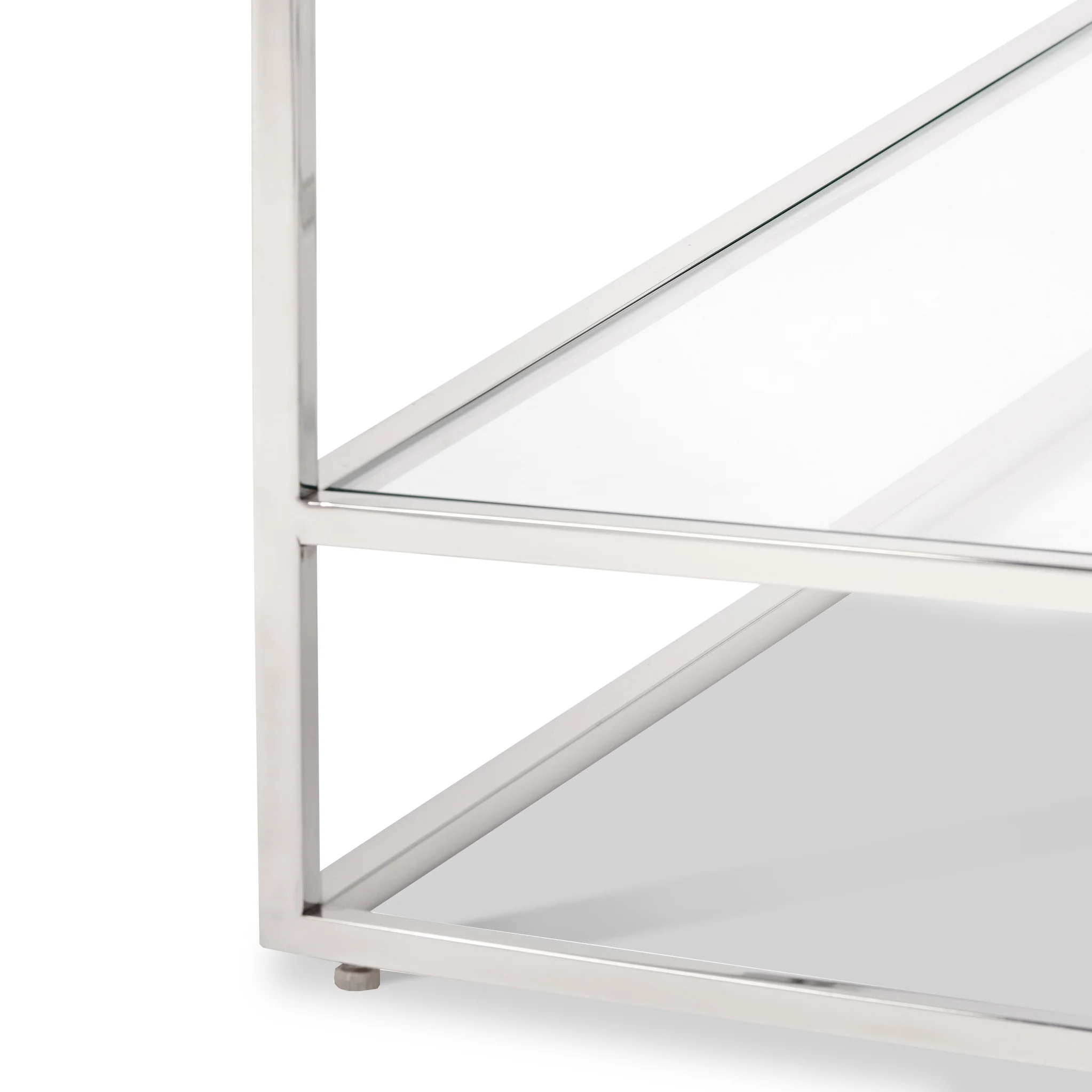 Aleandra Clear Glass and Silver Metal Coffee Table - Image 6