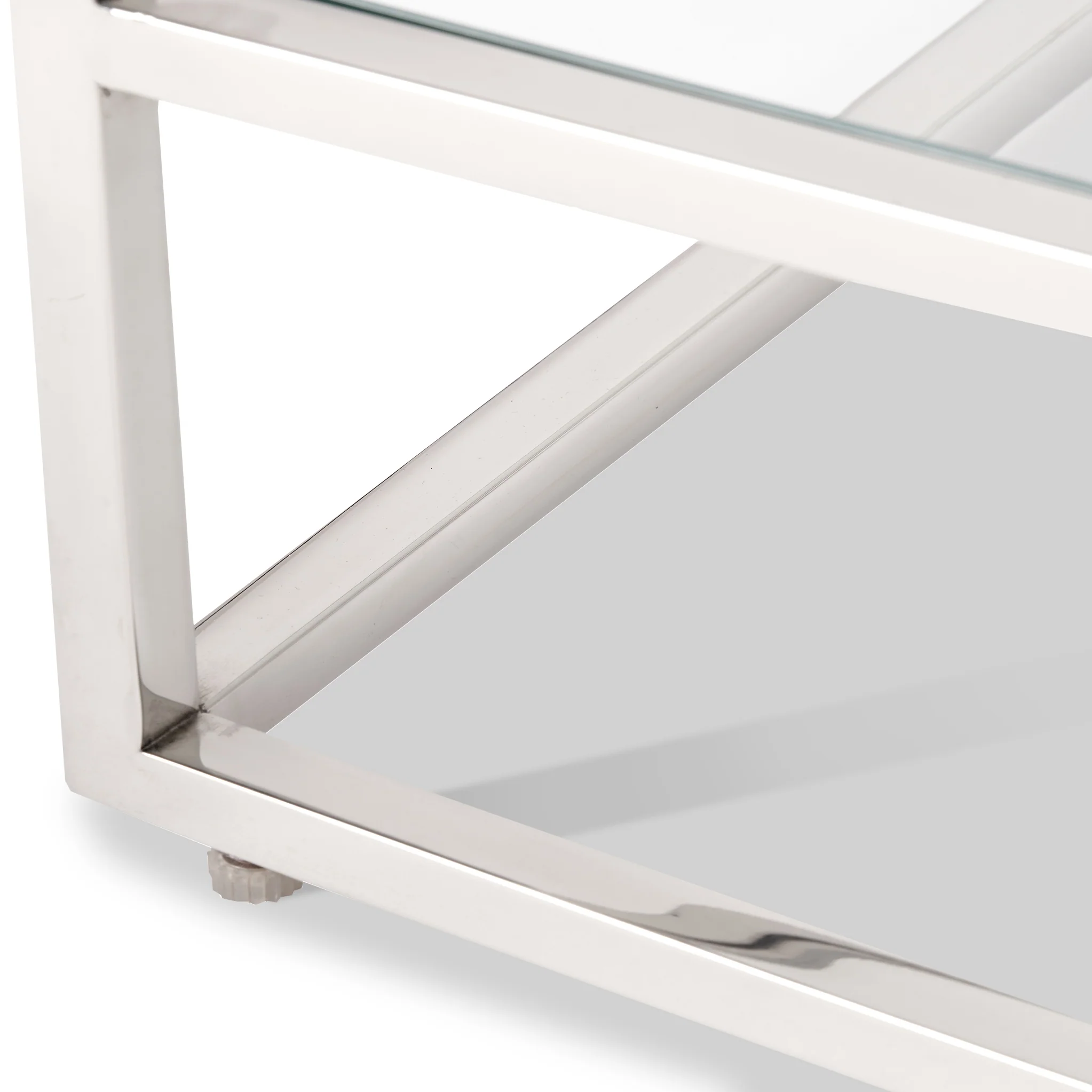 Aleandra Clear Glass and Silver Metal Coffee Table - Image 7