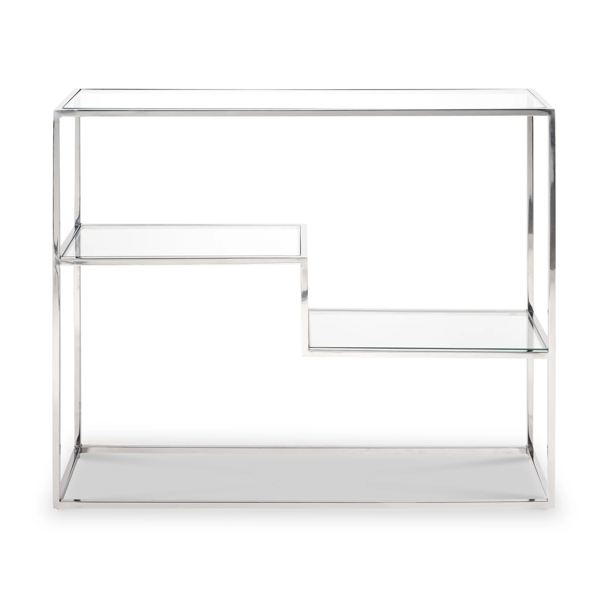 Aleandra Clear Glass and Silver Metal Console Table - Image 3