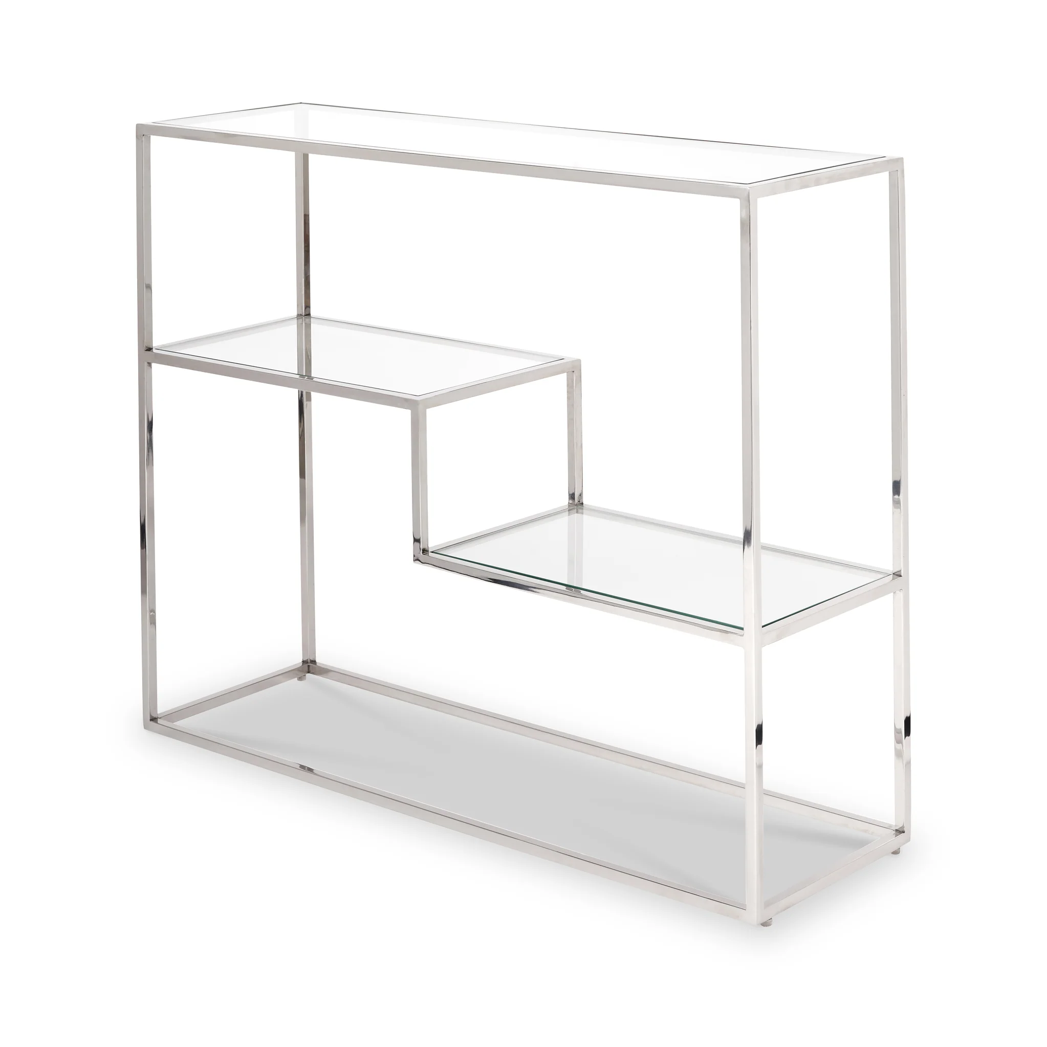 Aleandra Clear Glass and Silver Metal Console Table - Image 4