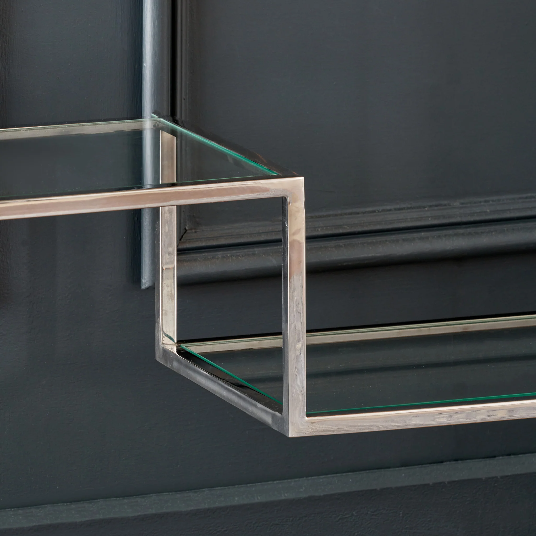 Aleandra Clear Glass and Silver Metal Console Table - Image 6