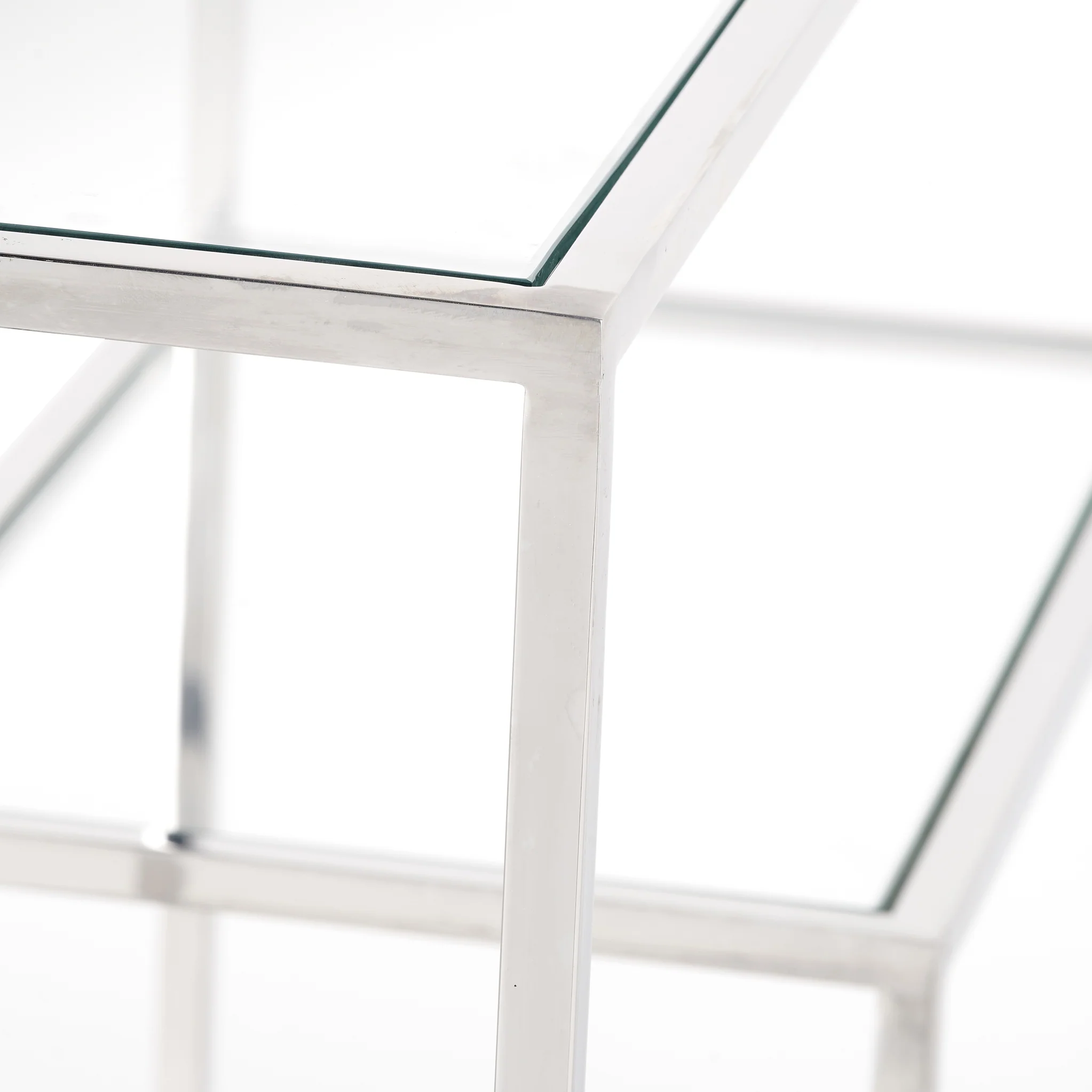 Aleandra Clear Glass and Silver Metal Console Table - Image 7