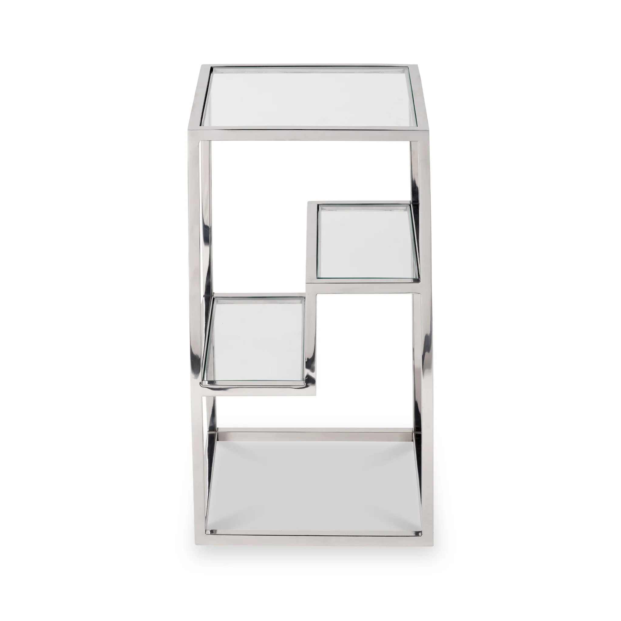 Aleandra Clear Glass and Silver Metal Side Table - Image 4