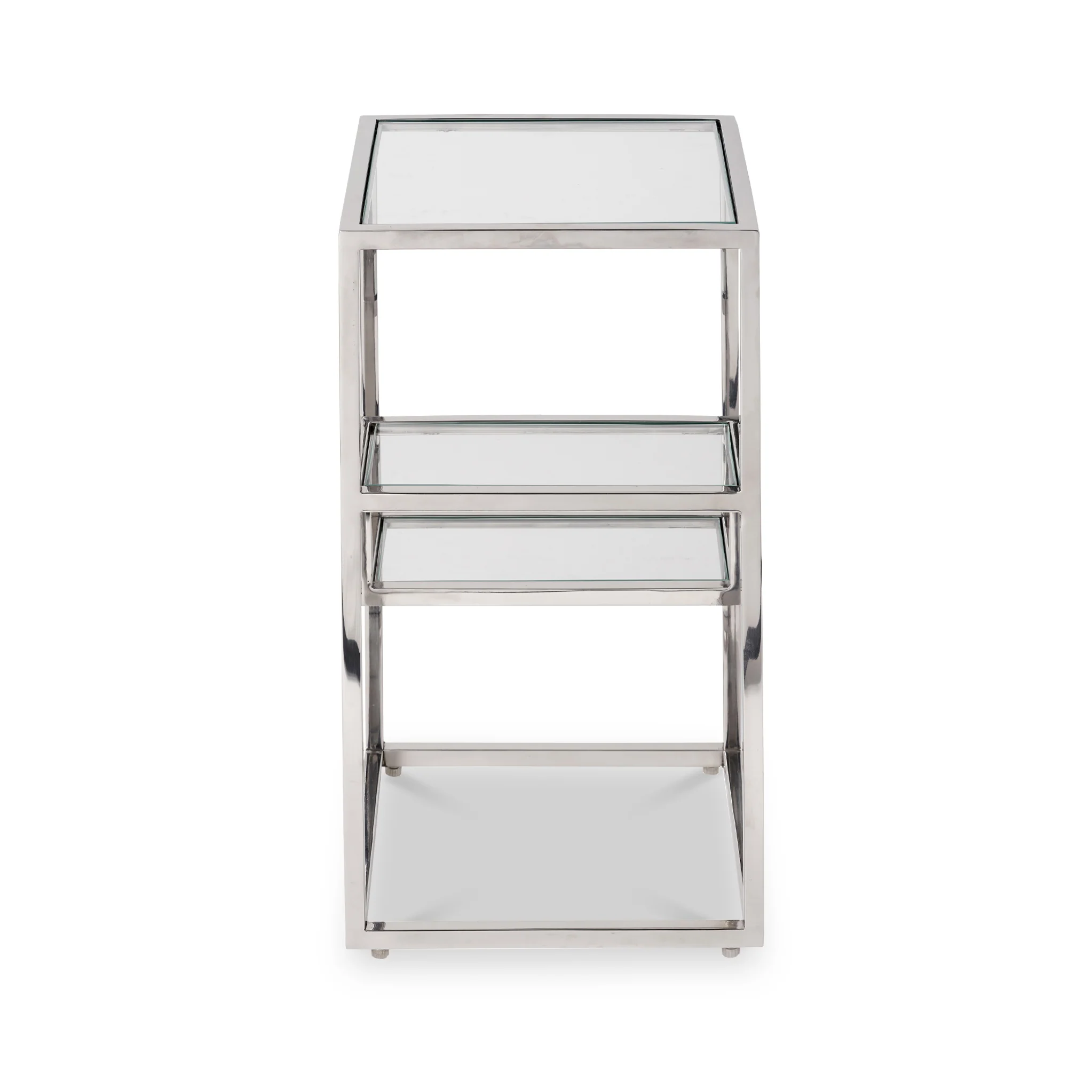 Aleandra Clear Glass and Silver Metal Side Table - Image 5