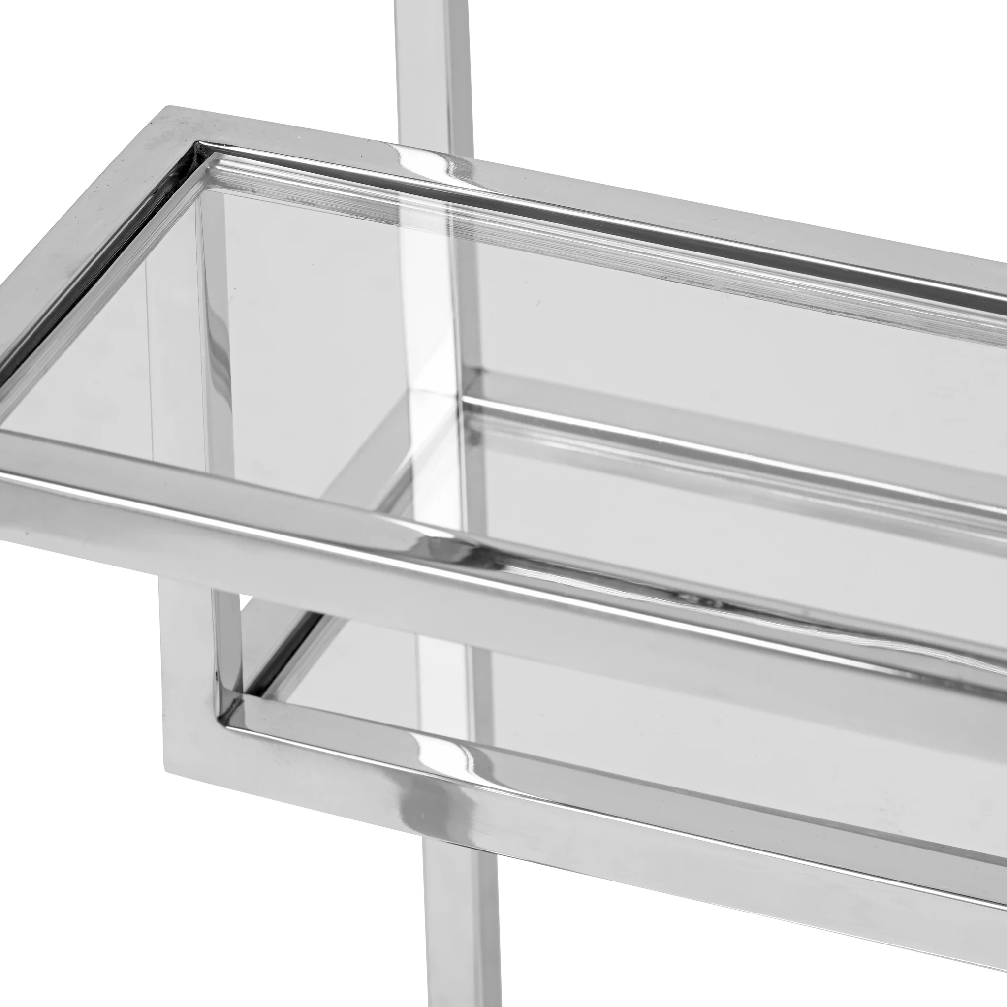 Aleandra Clear Glass and Silver Metal Side Table - Image 6