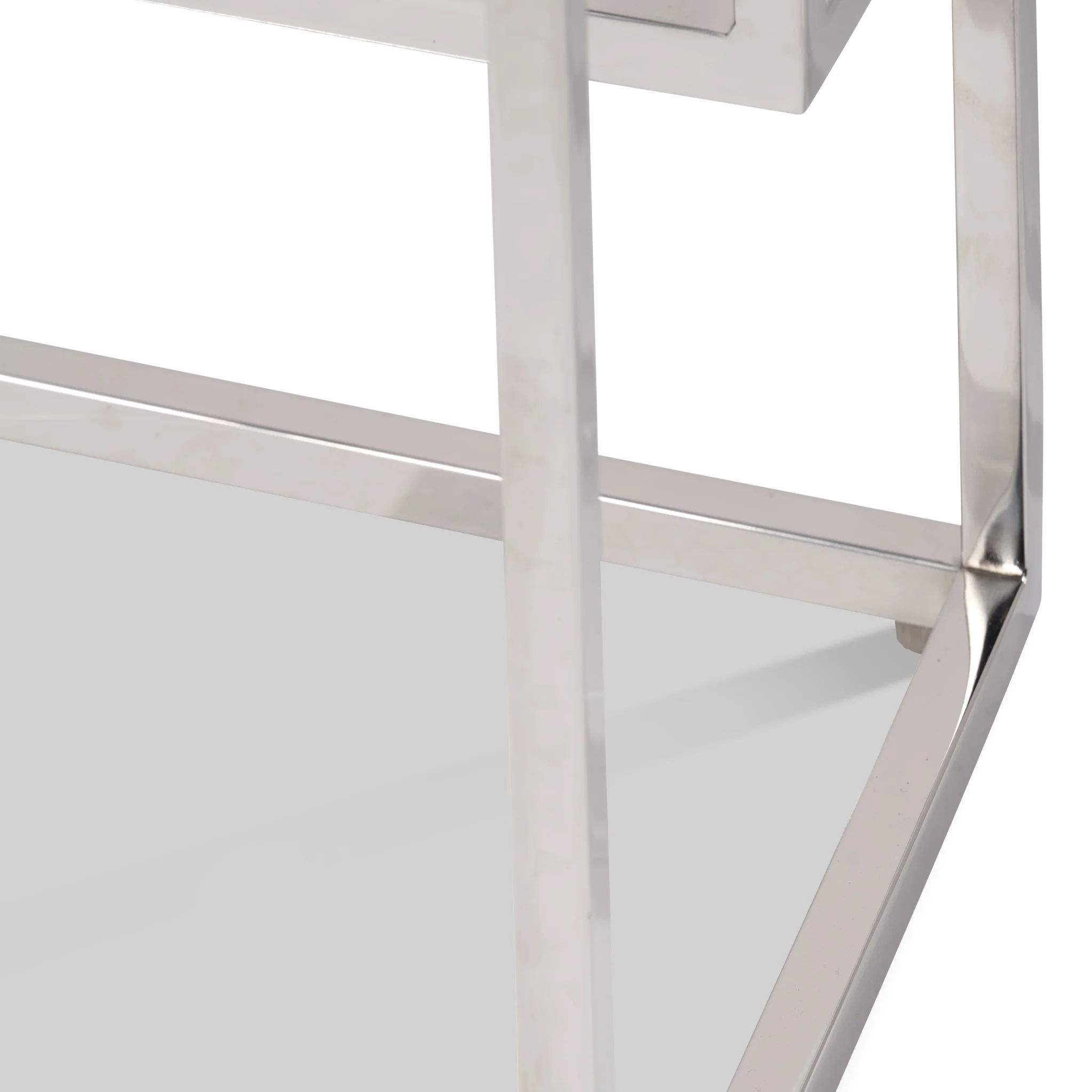 Aleandra Clear Glass and Silver Metal Side Table - Image 7