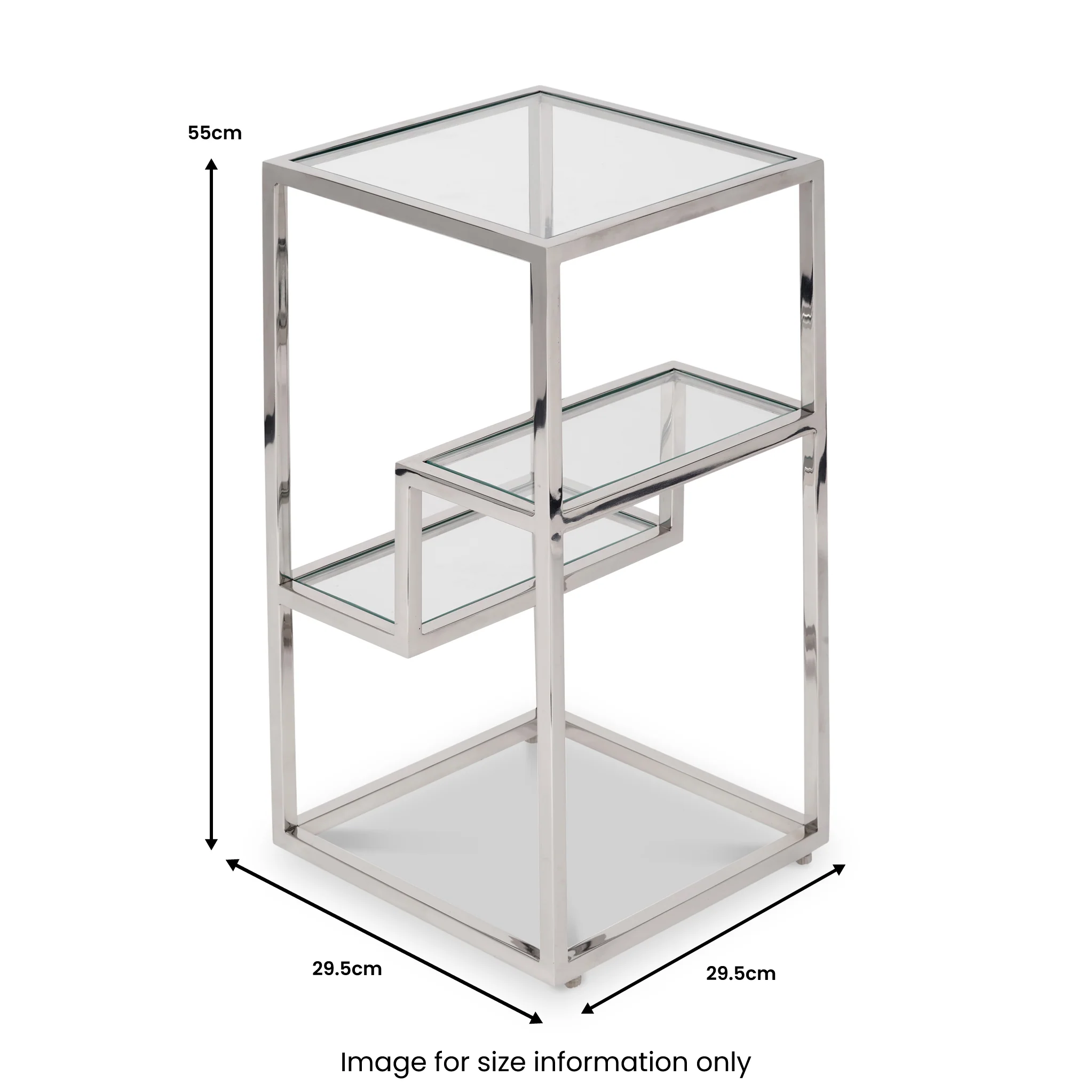 Aleandra Clear Glass and Silver Metal Side Table - Image 8
