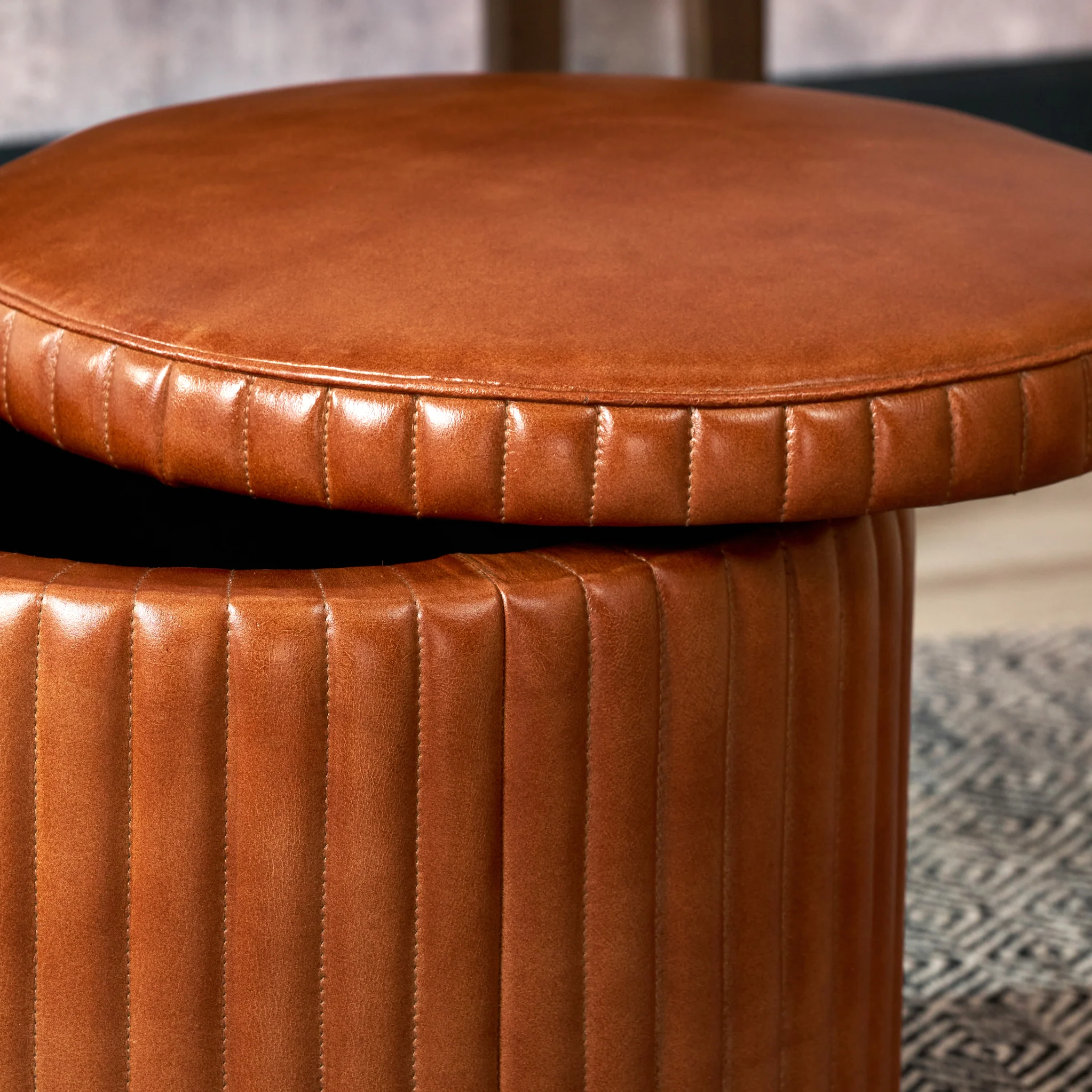 Alessandro Leather Storage Pouffe - Image 10