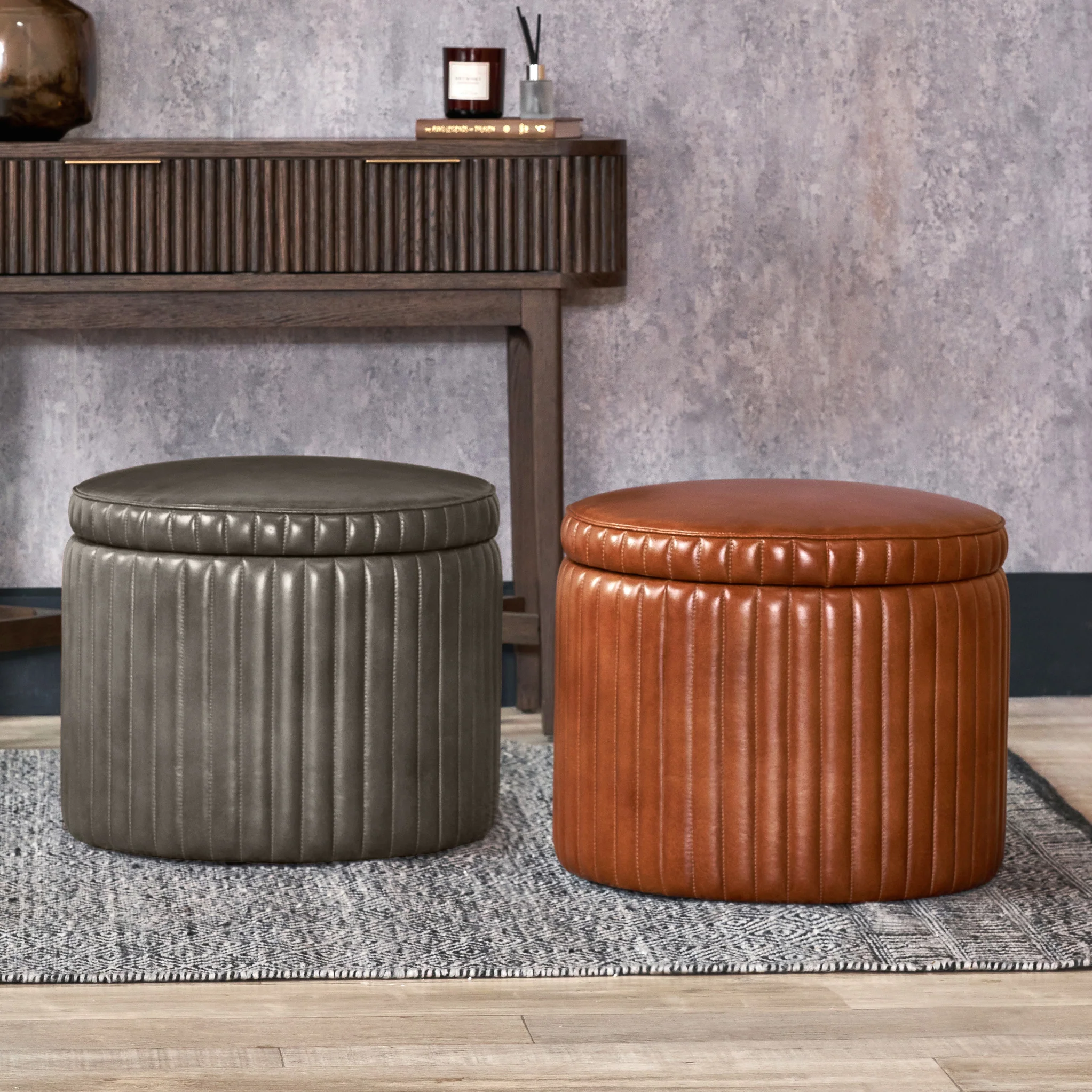 Alessandro Leather Storage Pouffe - Image 13