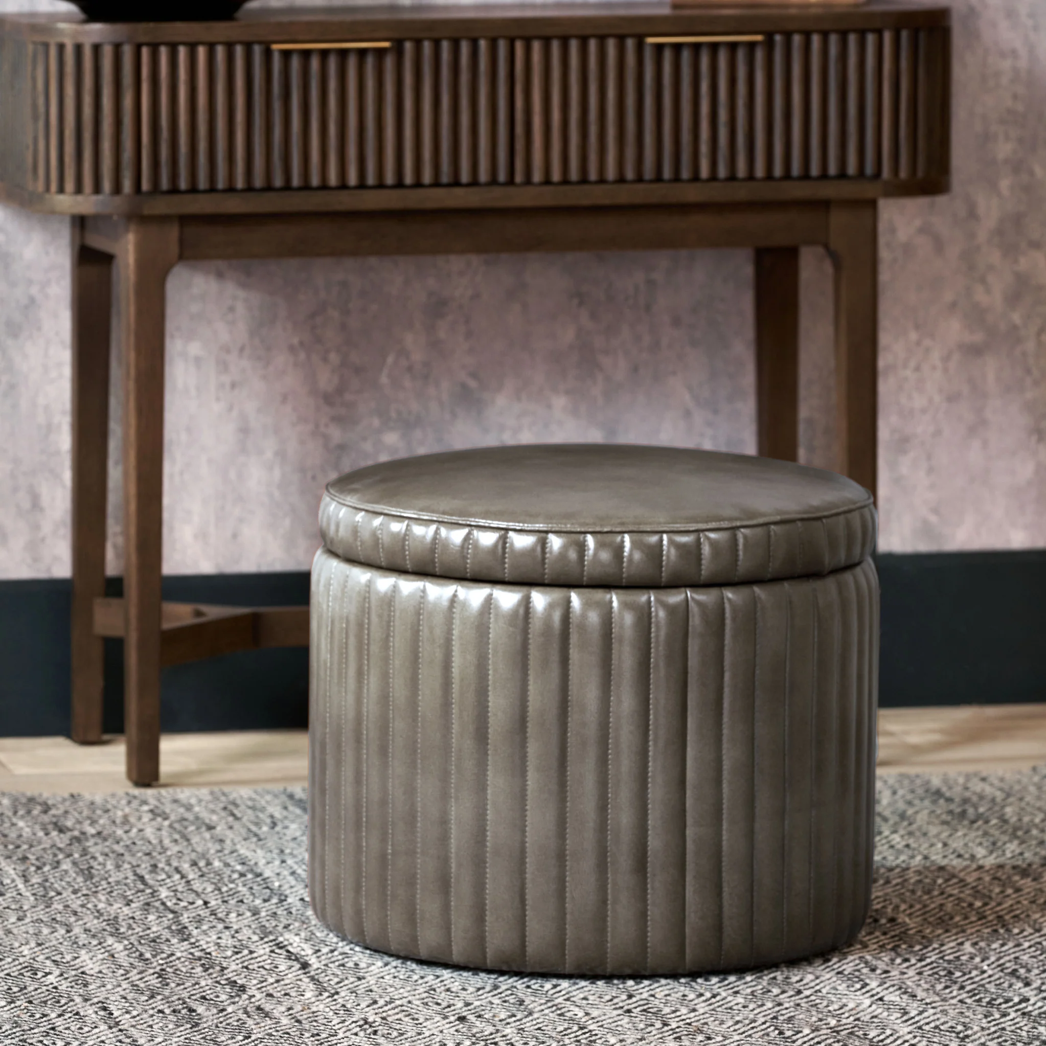 Alessandro Leather Storage Pouffe - Image 2