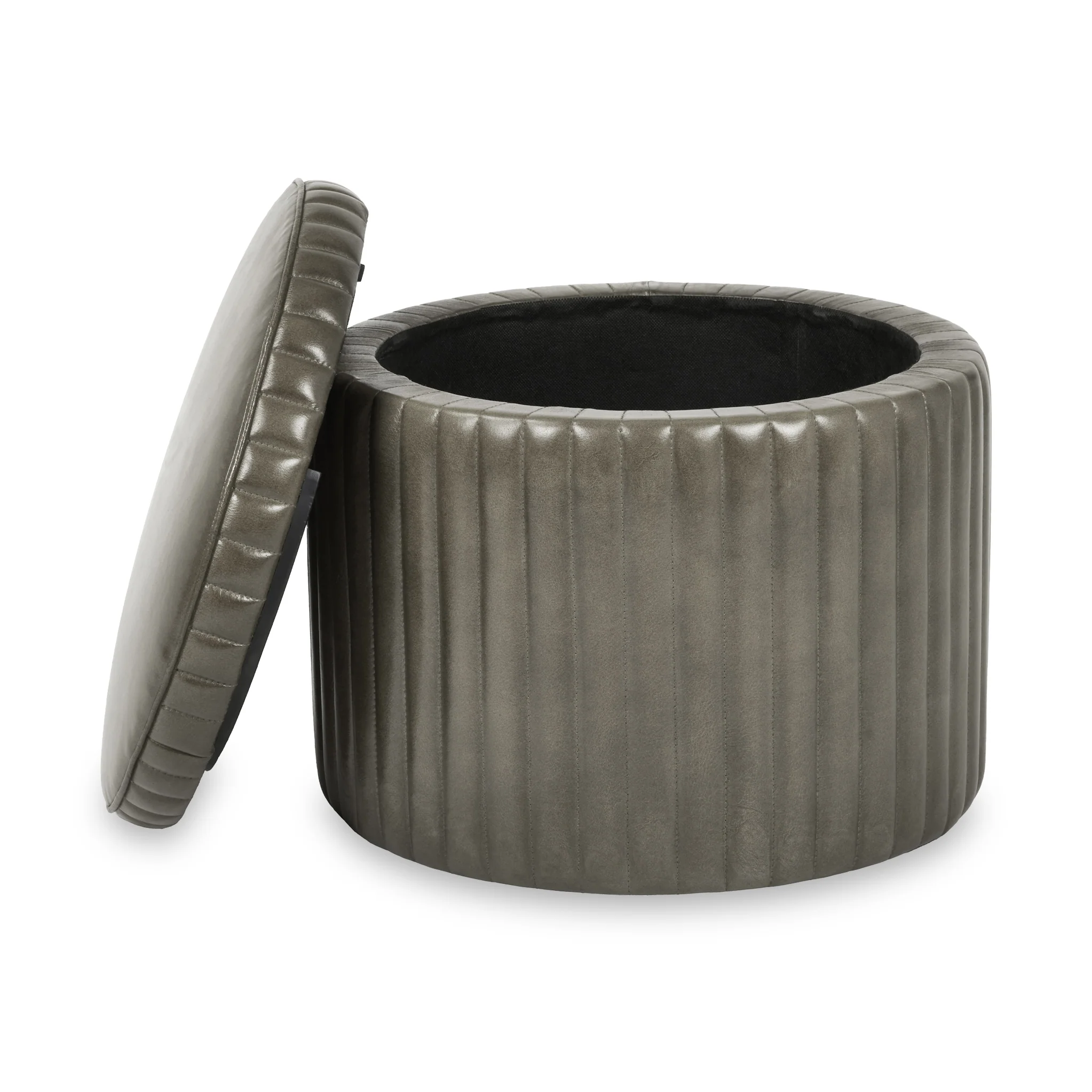 Alessandro Leather Storage Pouffe - Image 3