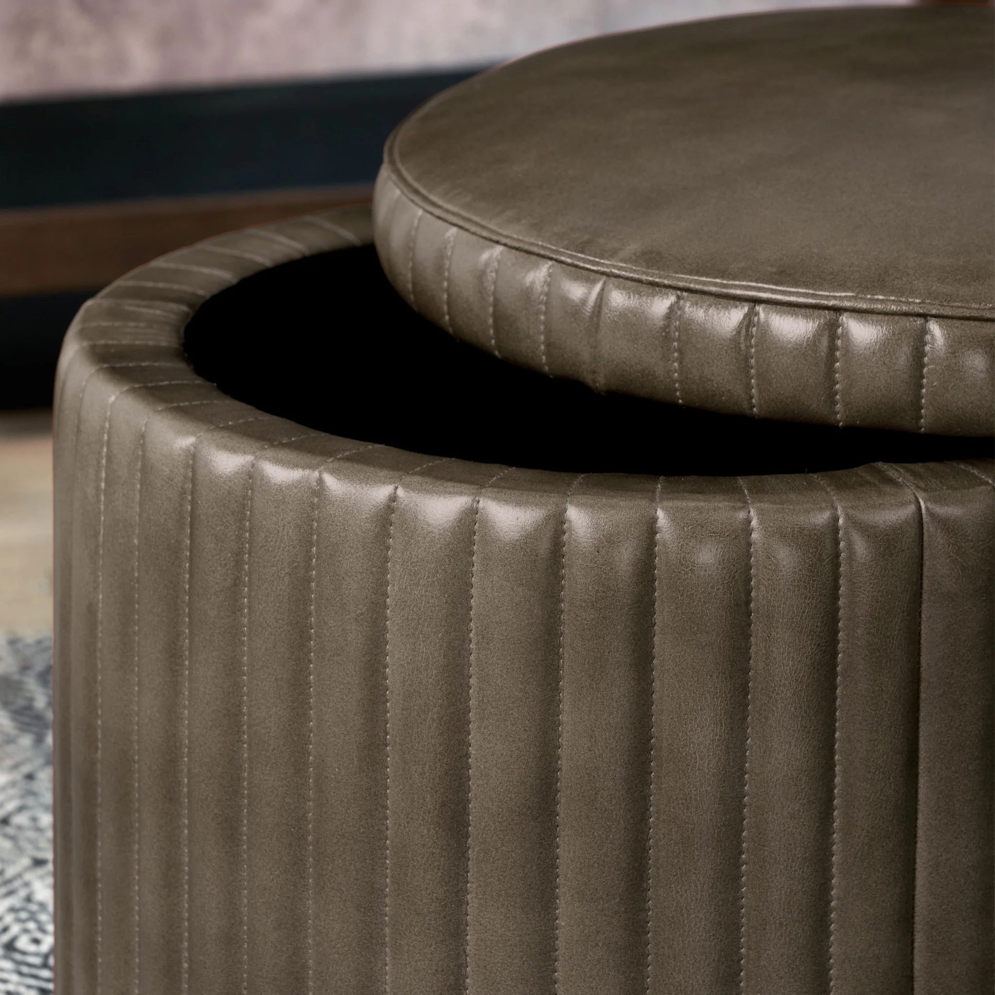 Alessandro Leather Storage Pouffe - Image 4