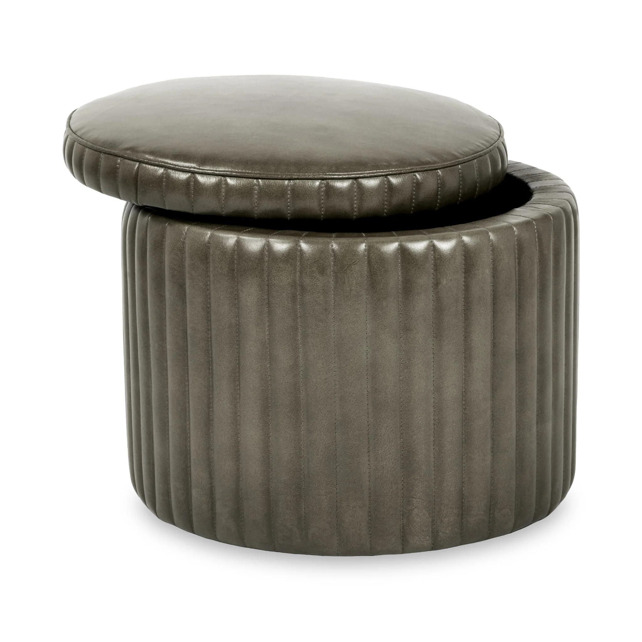 Alessandro Leather Storage Pouffe - Image 5