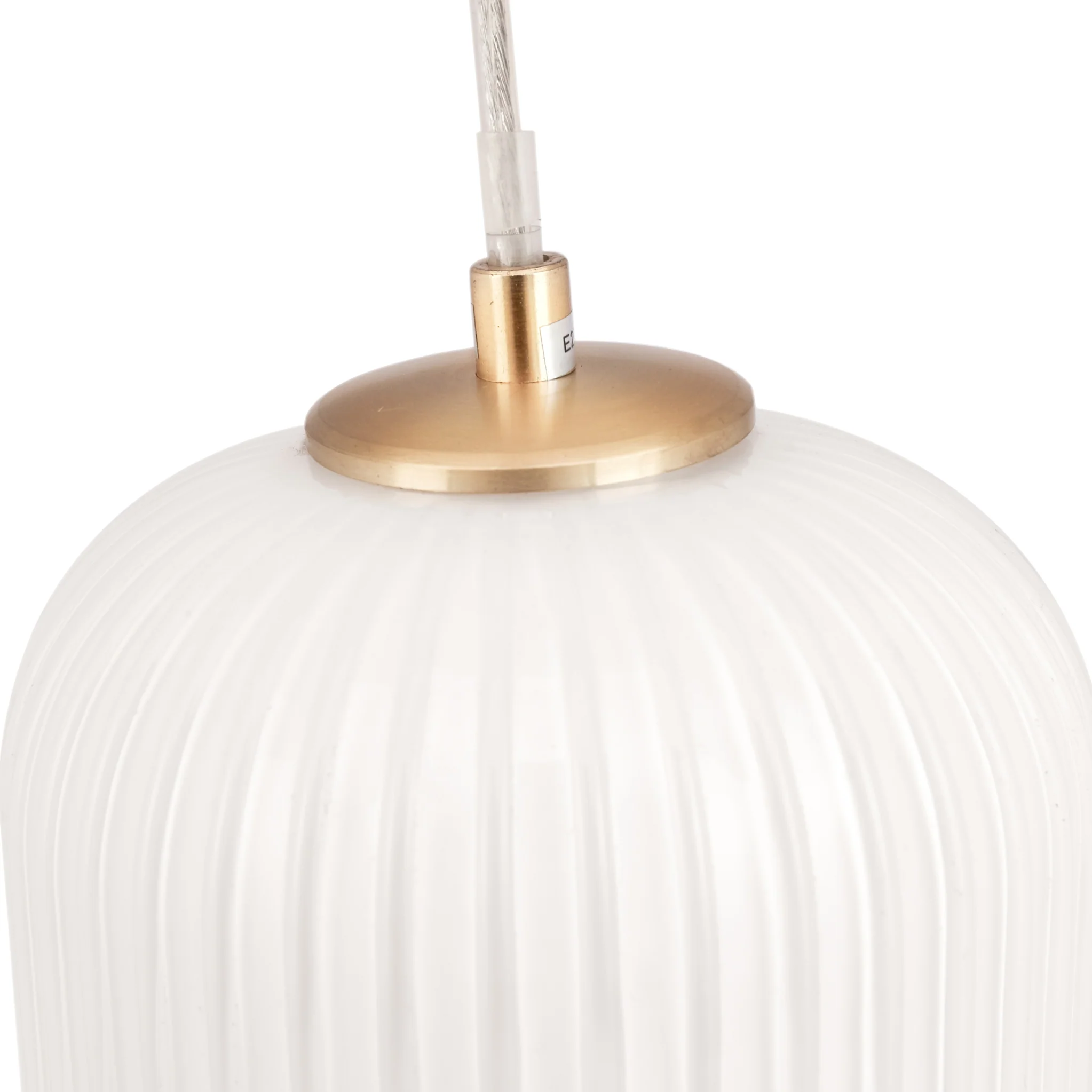 Alessia White Glass and Gold Metal Ribbed Glass Pendant - Image 5