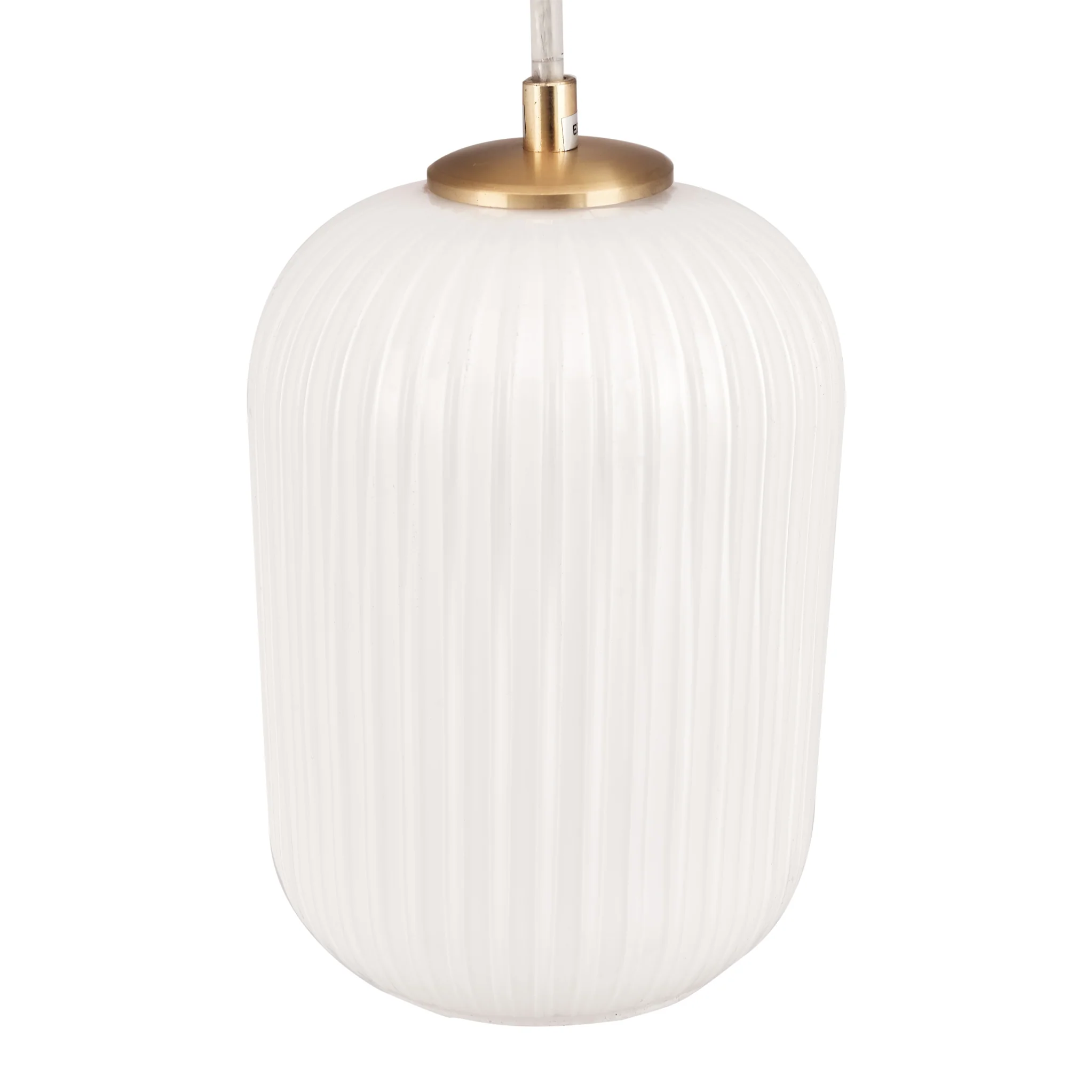 Alessia White Glass and Gold Metal Ribbed Glass Pendant - Image 6