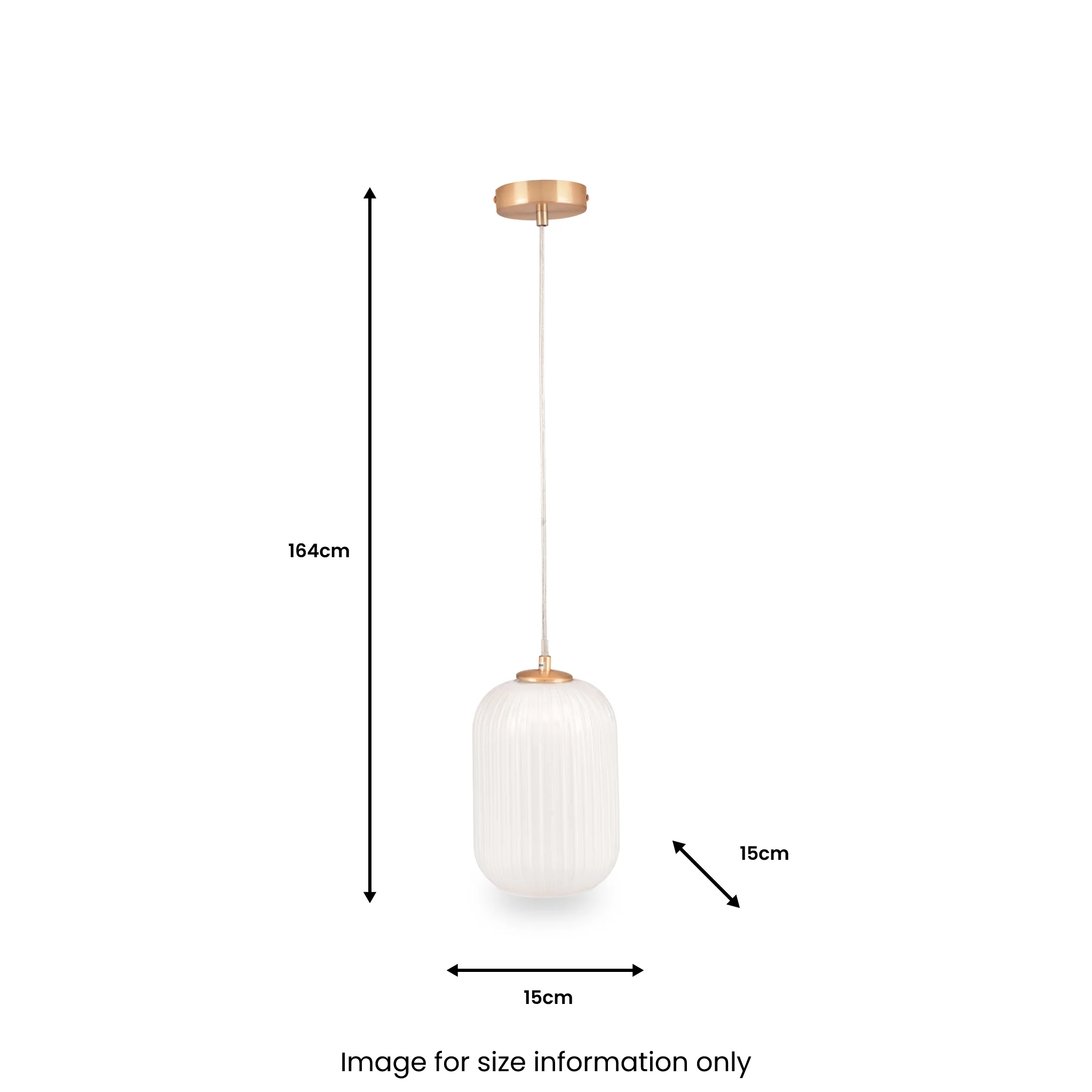 Alessia White Glass and Gold Metal Ribbed Glass Pendant - Image 8