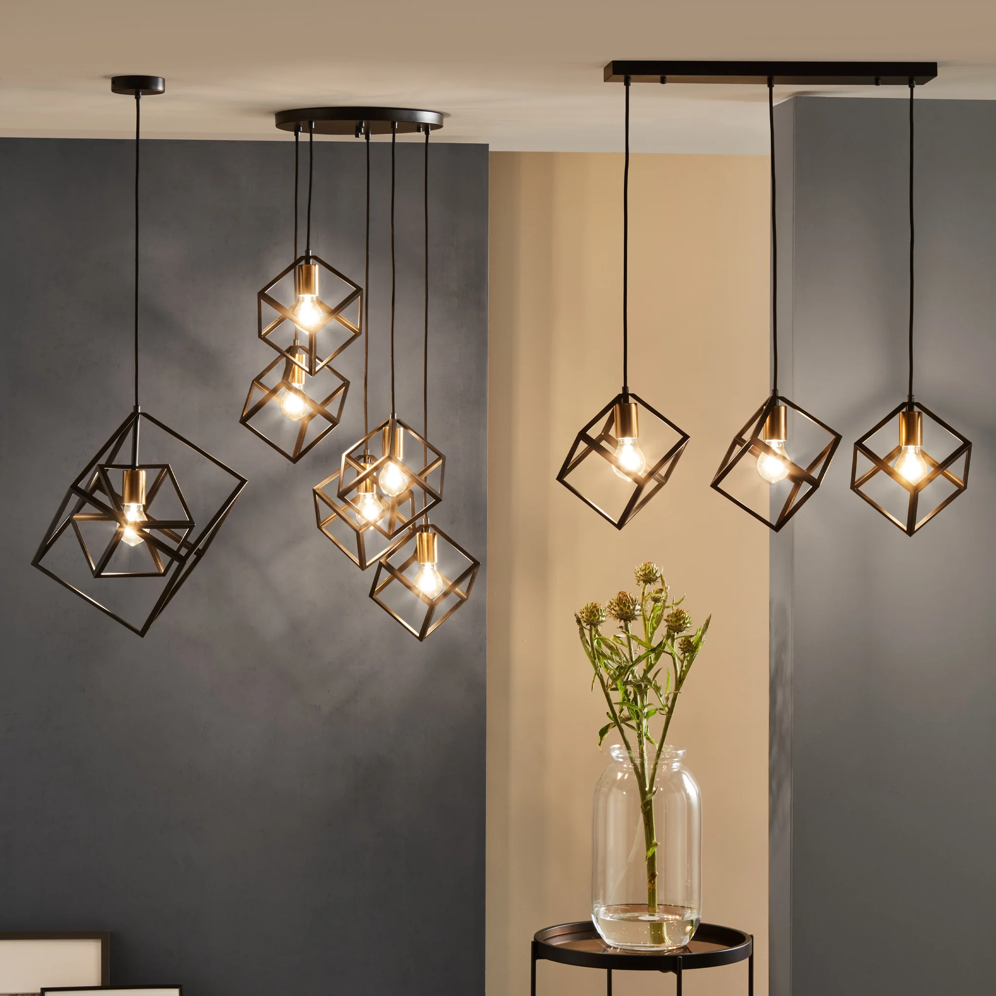 Alessio Matt Black Metal Cube Pendant - Image 2