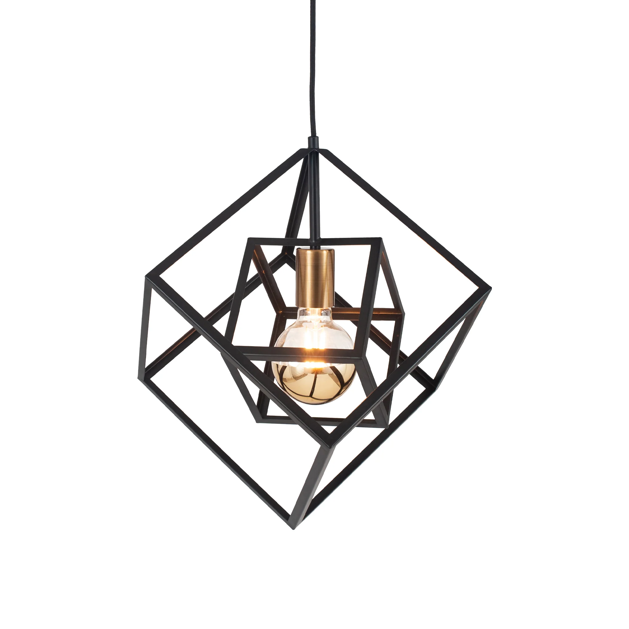 Alessio Matt Black Metal Cube Pendant - Image 3