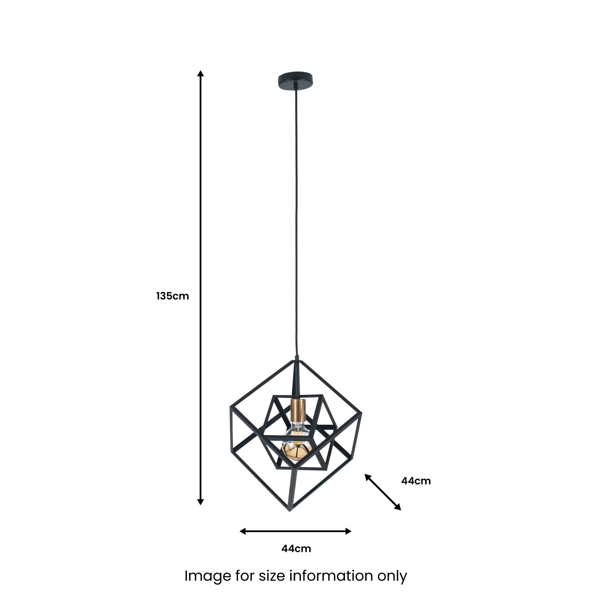 Alessio Matt Black Metal Cube Pendant - Image 4