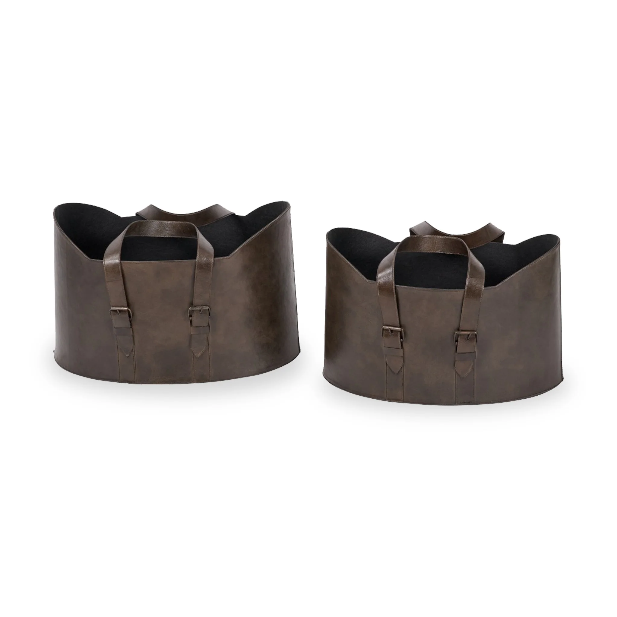 Alessio Peppercorn Leather Handled Storage Set of 2 - Image 5