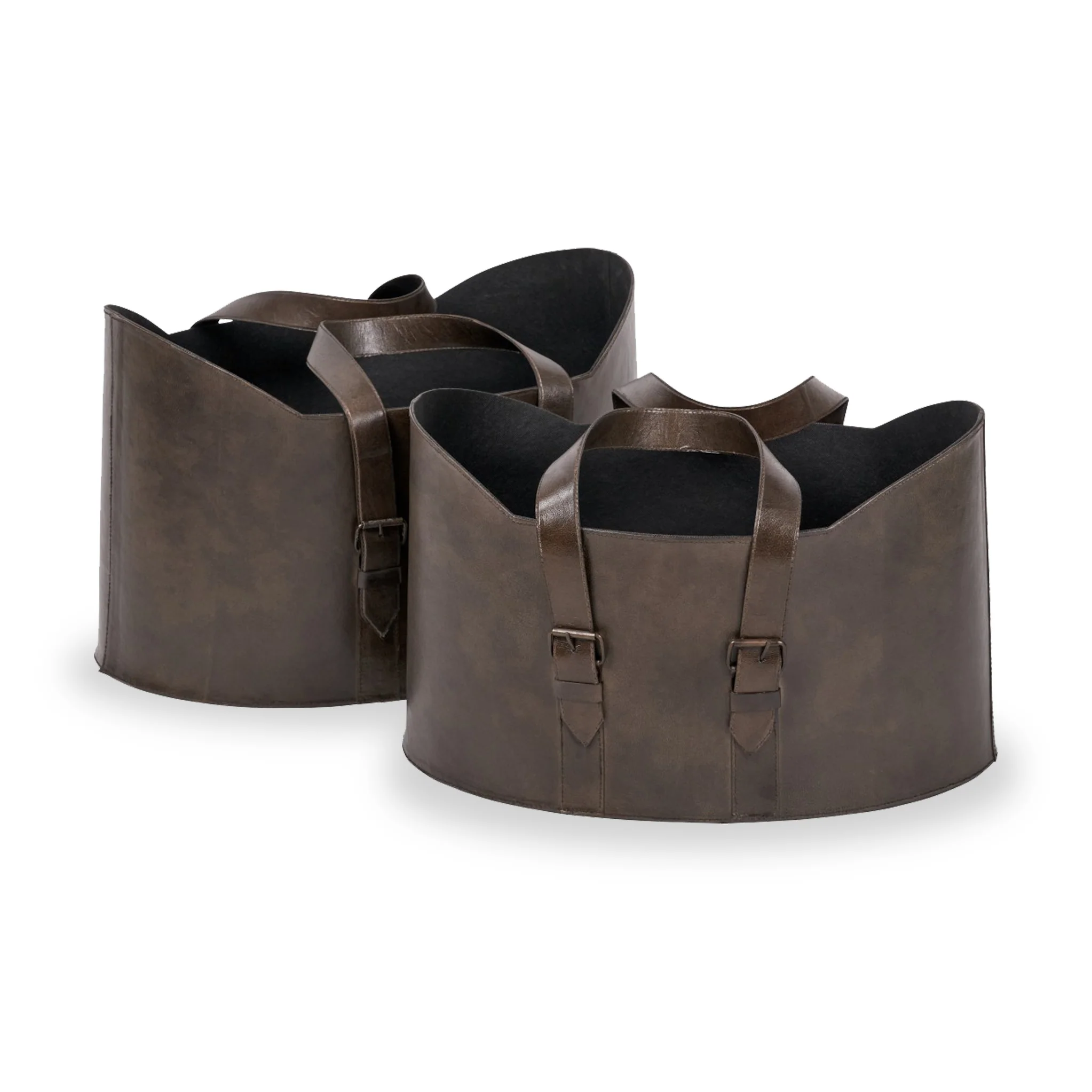 Alessio Peppercorn Leather Handled Storage Set of 2 - Image 6