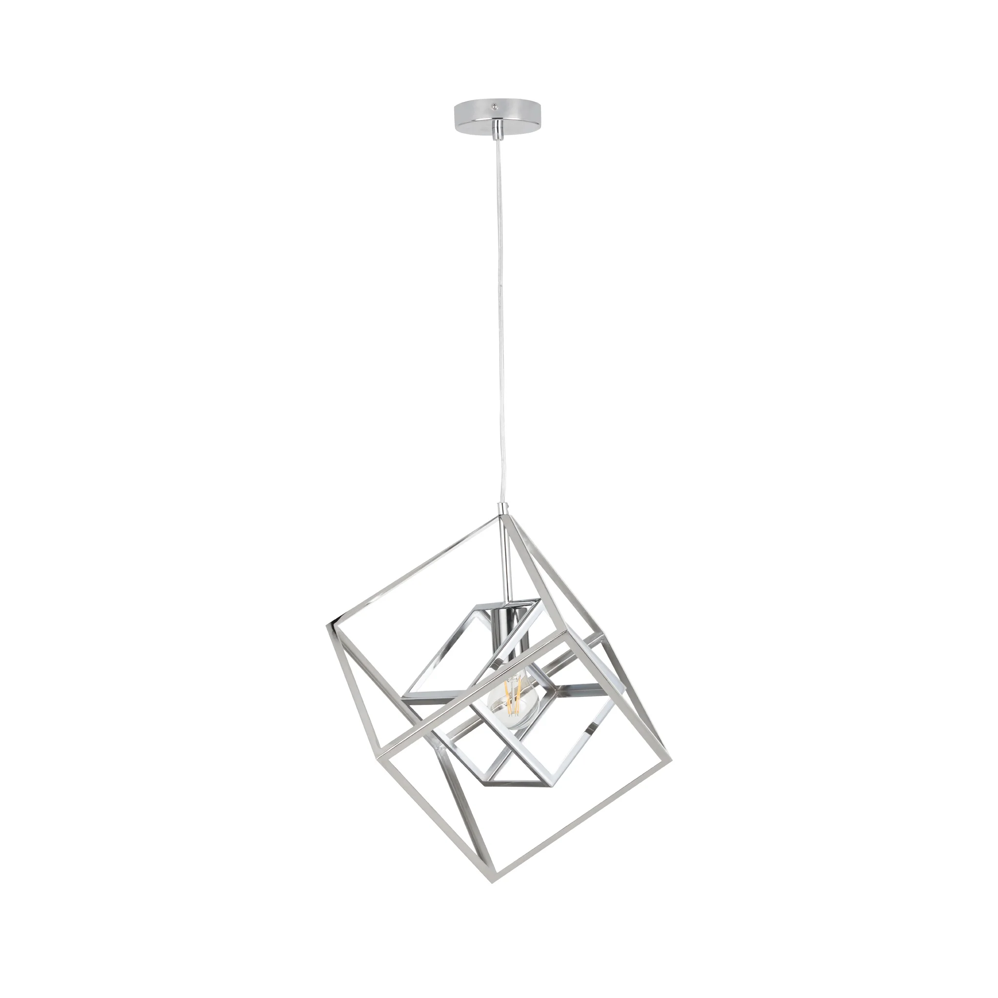 Alessio Shiny Nickel Metal Cube Pendant - Image 2