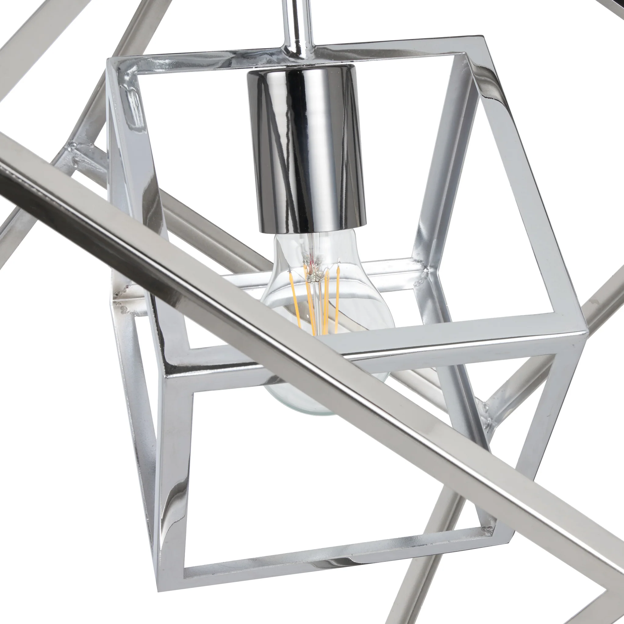 Alessio Shiny Nickel Metal Cube Pendant - Image 5