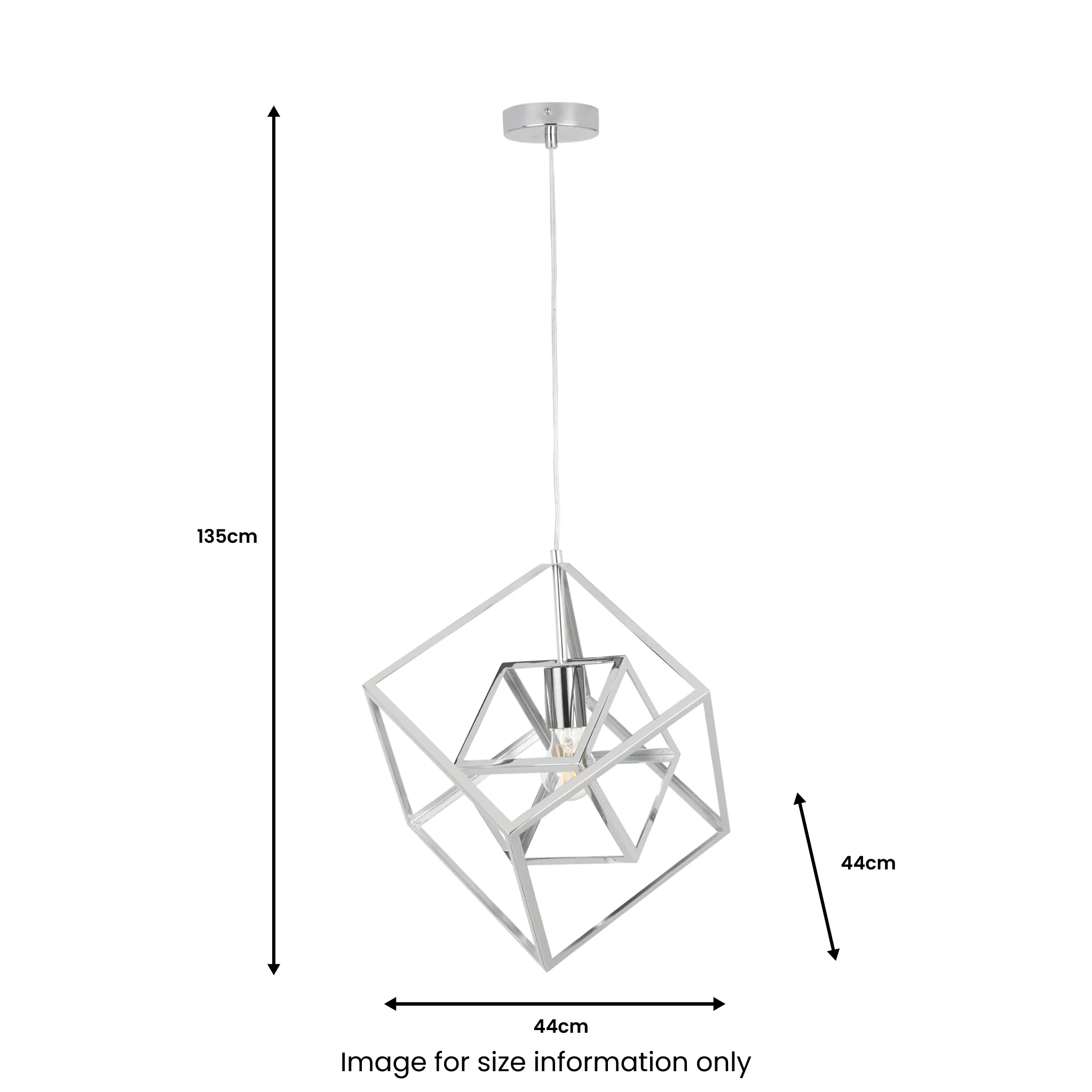 Alessio Shiny Nickel Metal Cube Pendant - Image 7