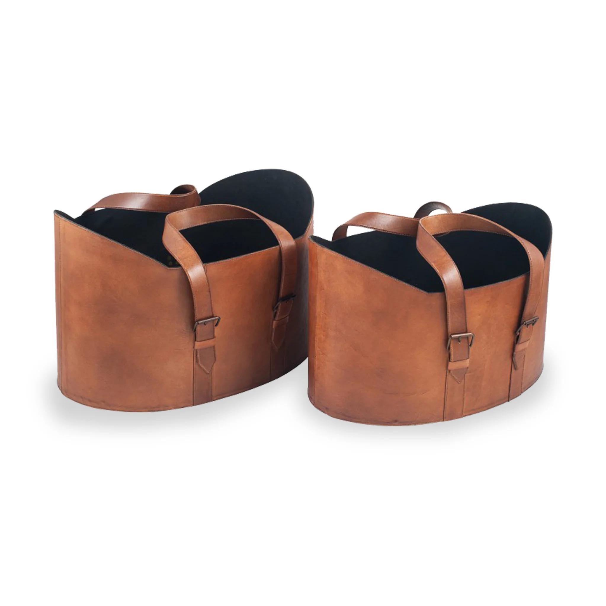 Alessio Vintage Brown Leather Handled Storage Set of 2 - Image 3