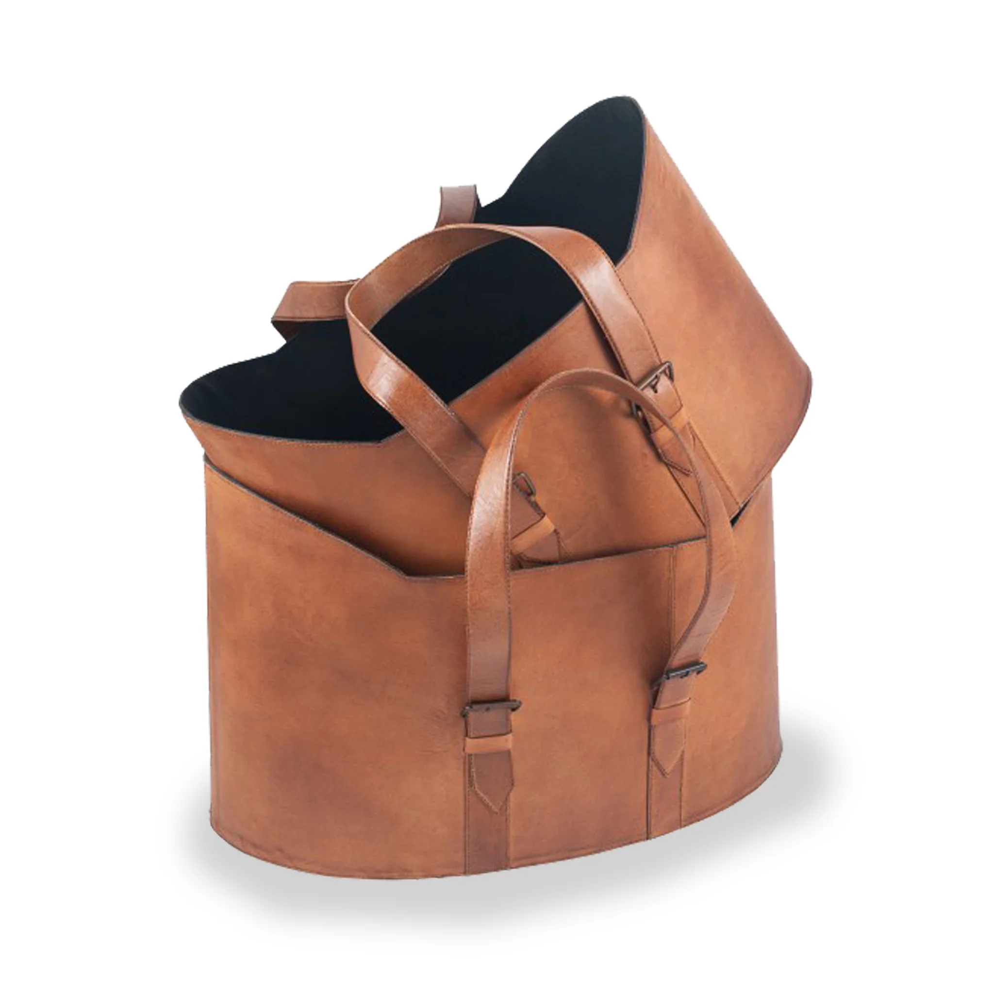 Alessio Vintage Brown Leather Handled Storage Set of 2 - Image 4