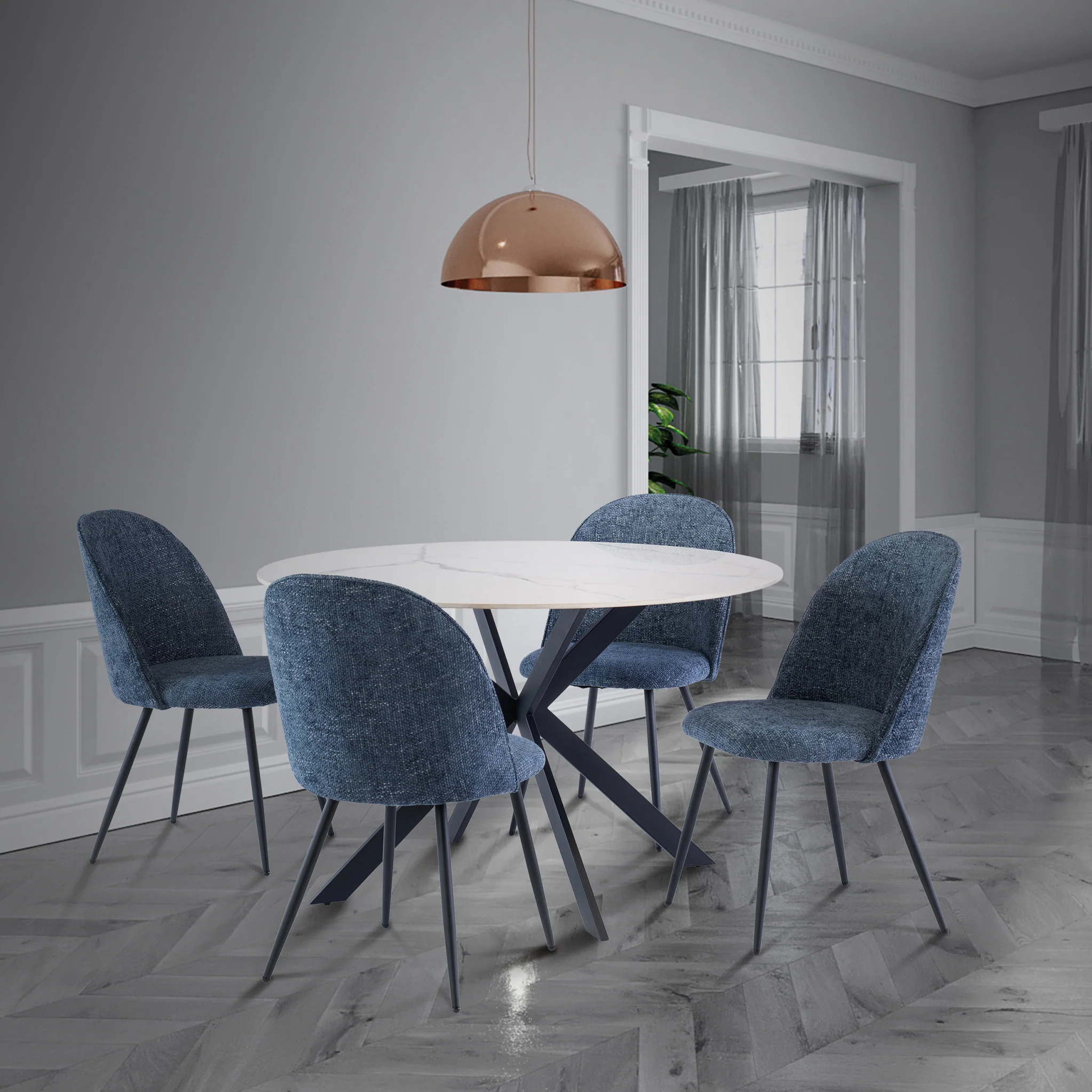 Alrik 120cm White Sintered Stone Round Dining Table - Image 2