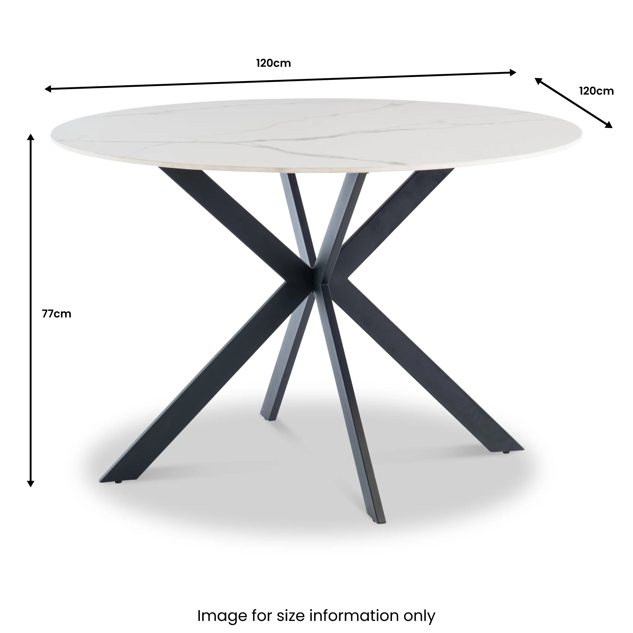Alrik 120cm White Sintered Stone Round Dining Table - Image 6