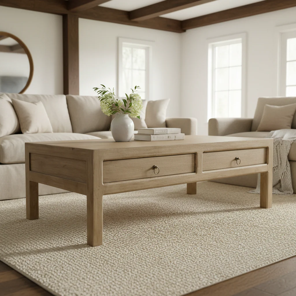 Amal Mango Wood 2 Drawer Coffee Table - Image 2