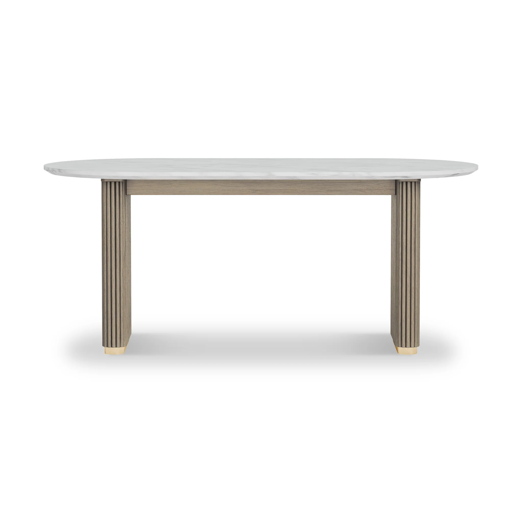 Amelie Grey 180cm Fluted Marble Oval Dining Table - Image 3