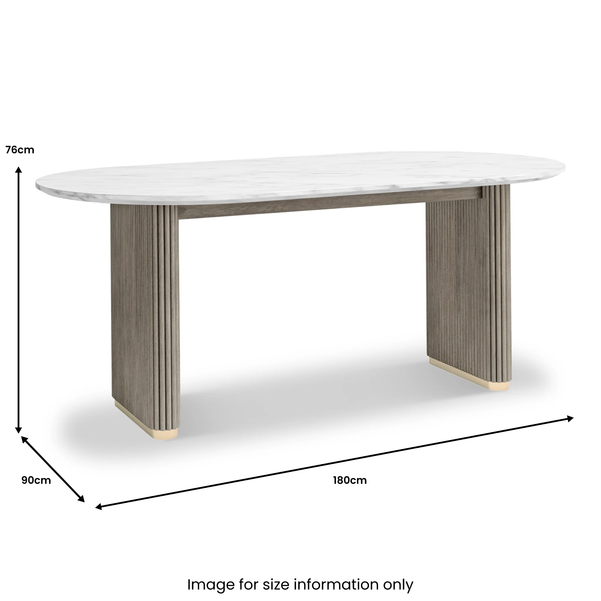 Amelie Grey 180cm Fluted Marble Oval Dining Table - Image 7