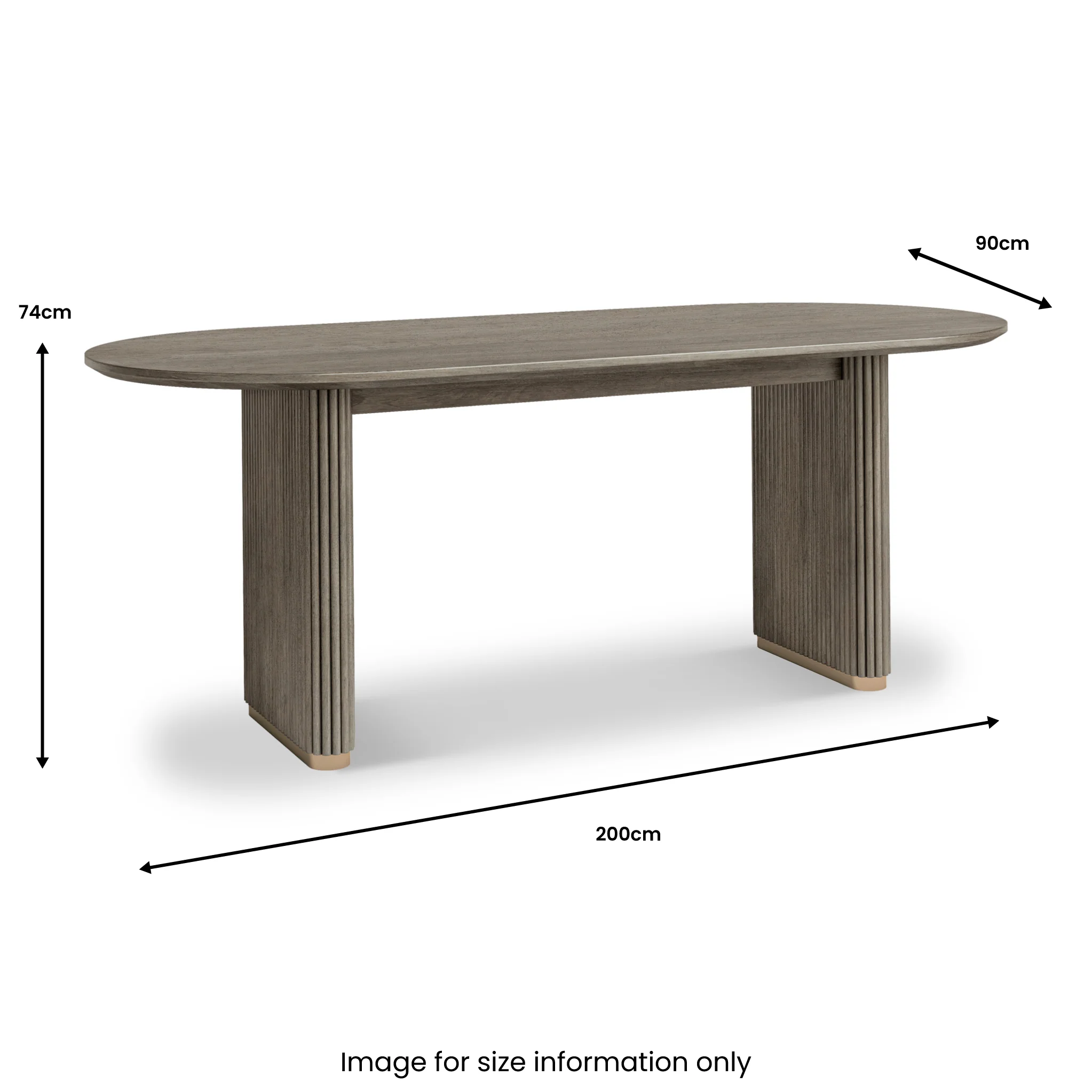 Amelie Grey 200cm Fluted Oval Dining Table - Image 5