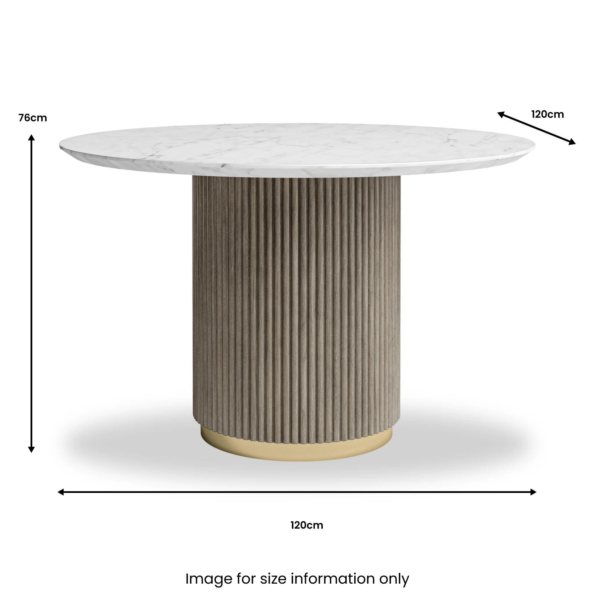 Amelie Grey 120cm Fluted Round Dining Table - Image 5