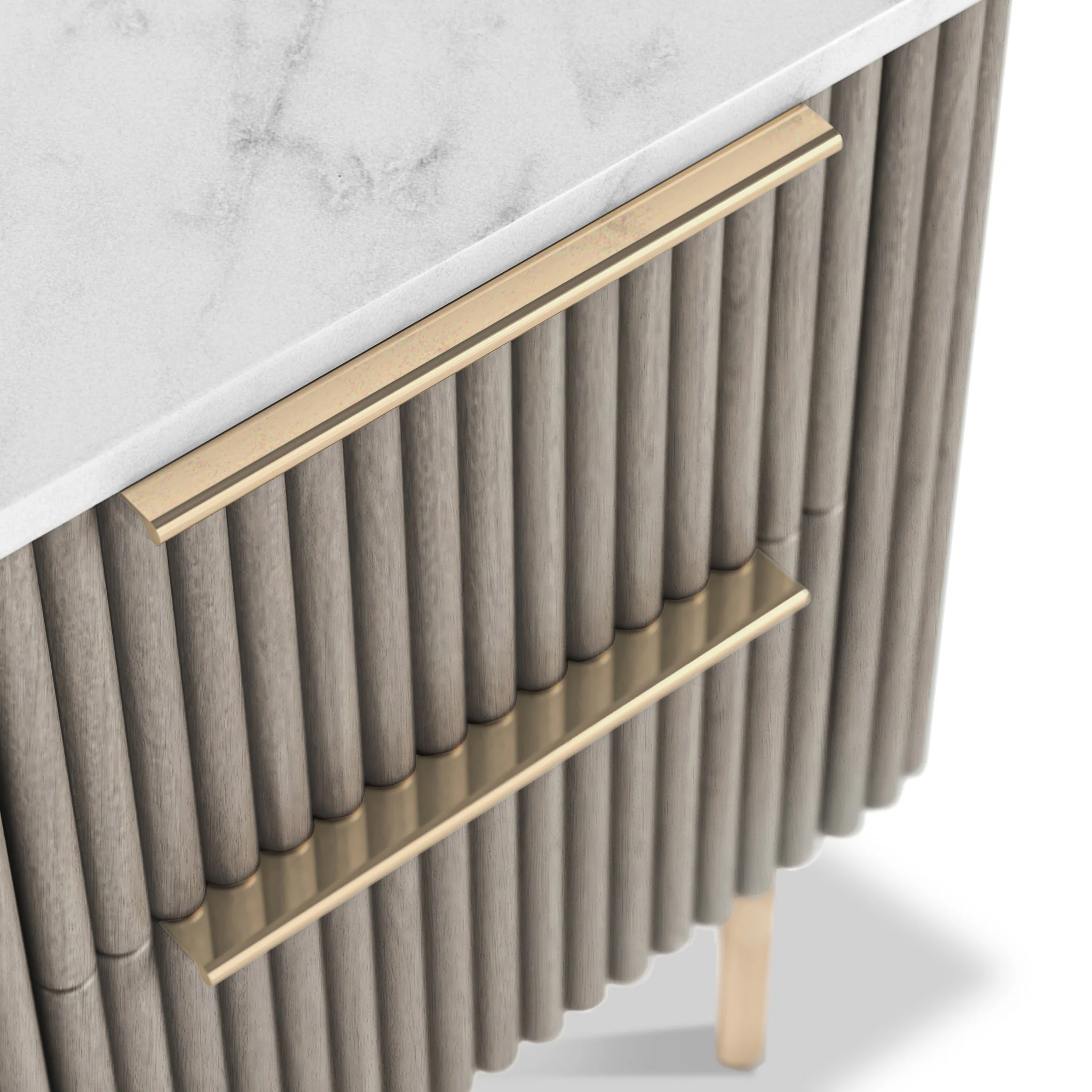 Amelie Grey Fluted 2 Drawer Narrow Bedside Table - Image 6