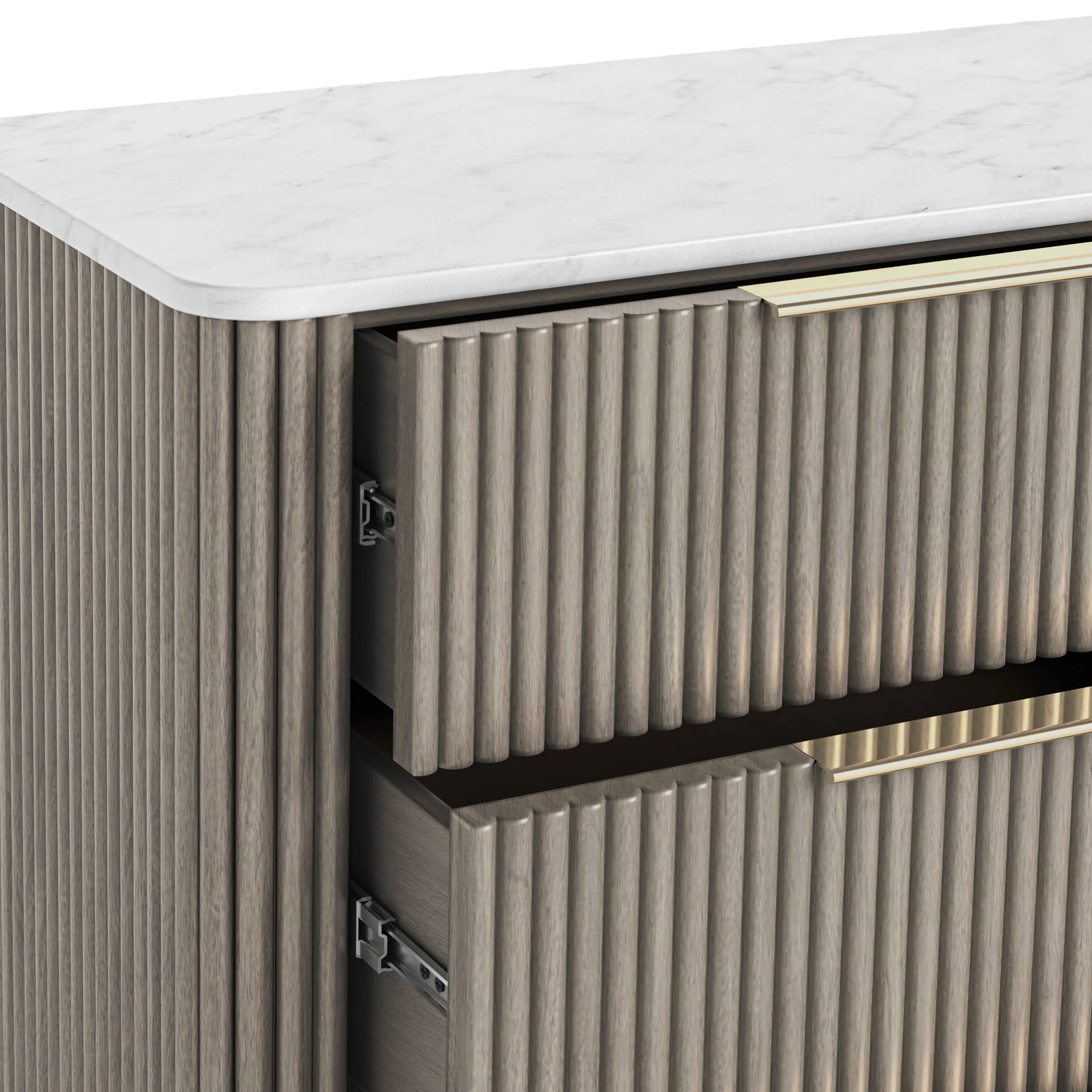 Amelie Grey Fluted 5 Drawer Chest - Image 6