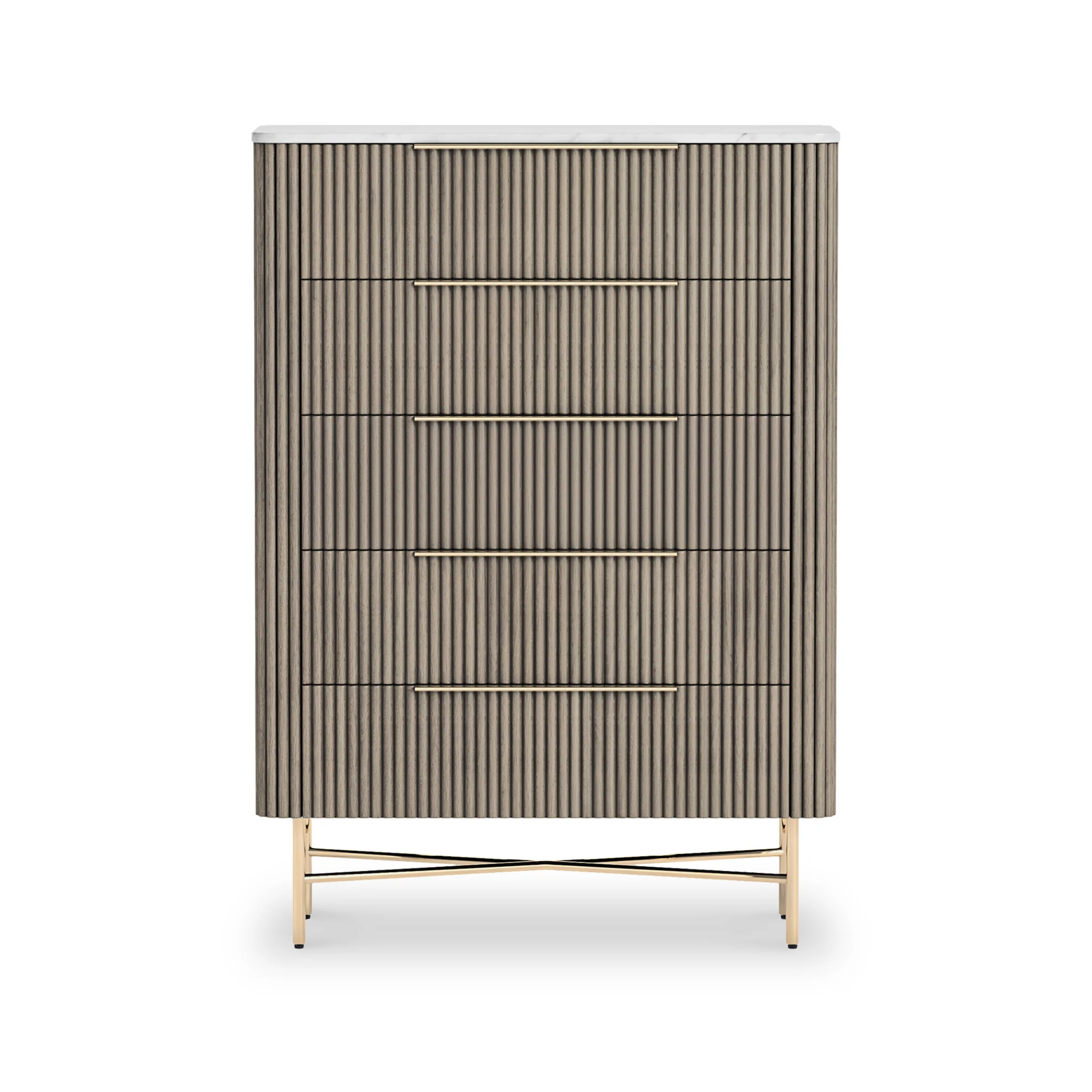 Amelie Grey Fluted 5 Drawer Chest - Image 7