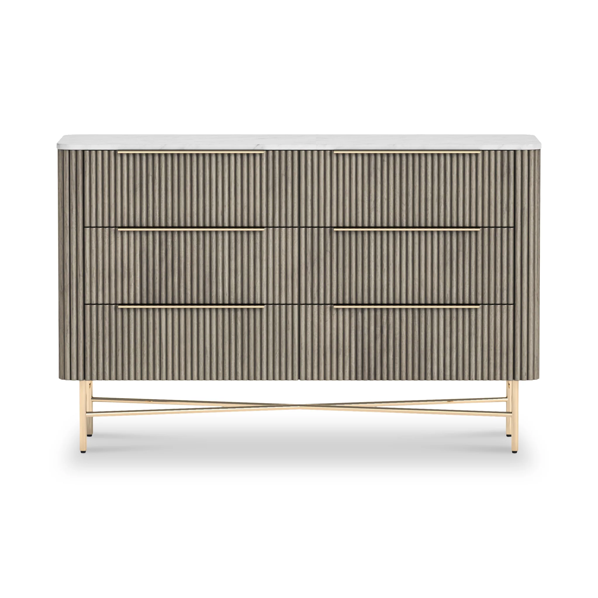 Amelie Grey Fluted 6 Drawer Chest - Image 4