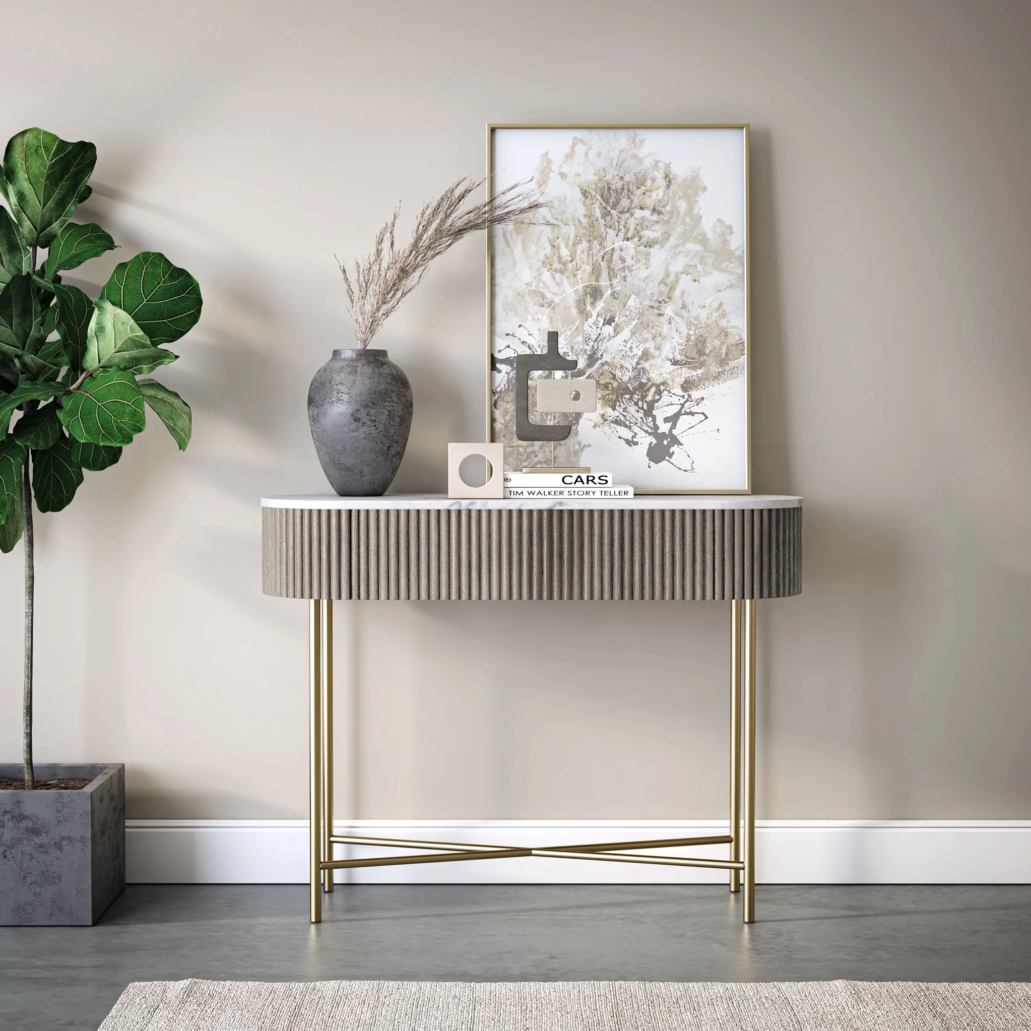 Amelie Grey Fluted Console Table - Image 2