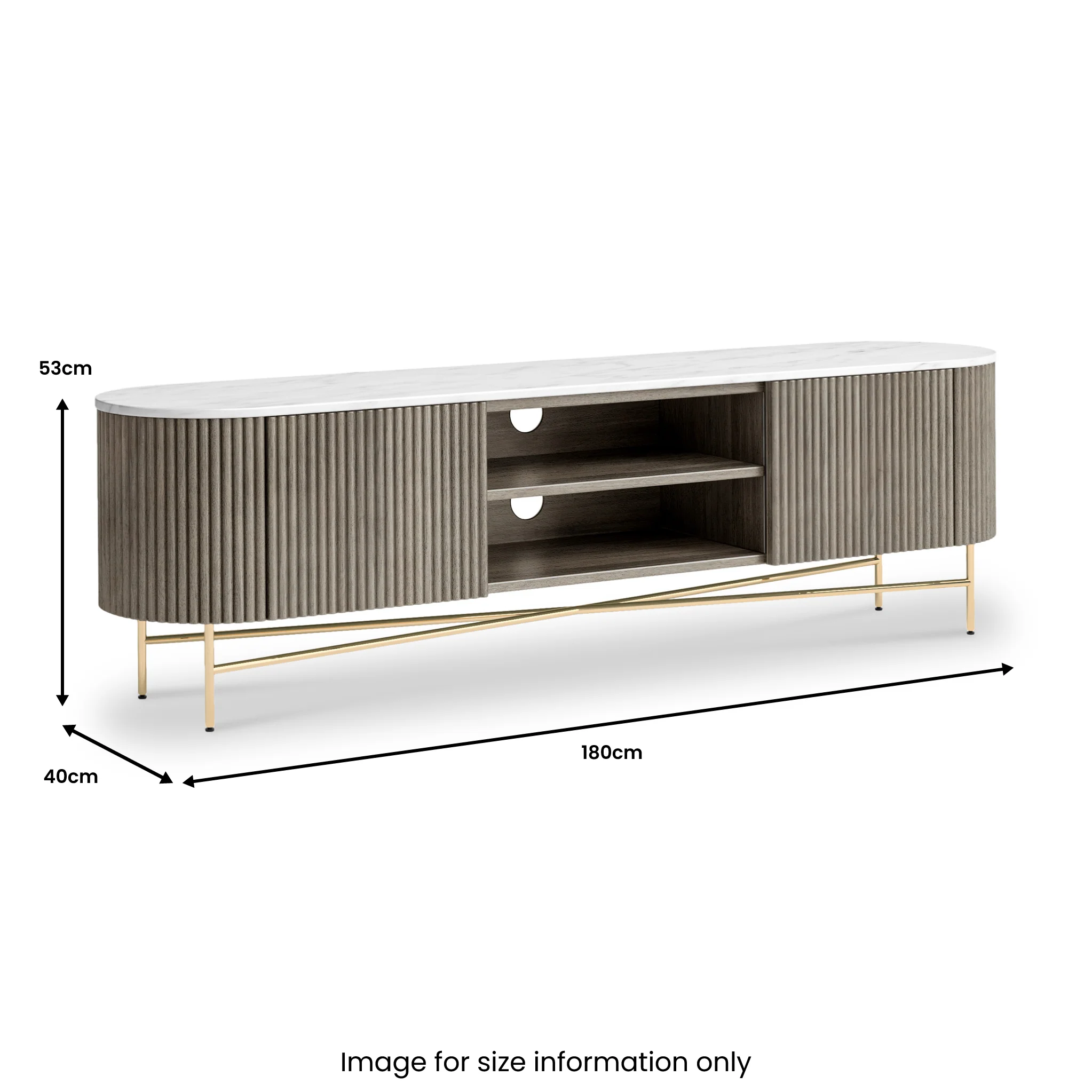 Amelie Grey Fluted Extra Large TV Unit - Image 4