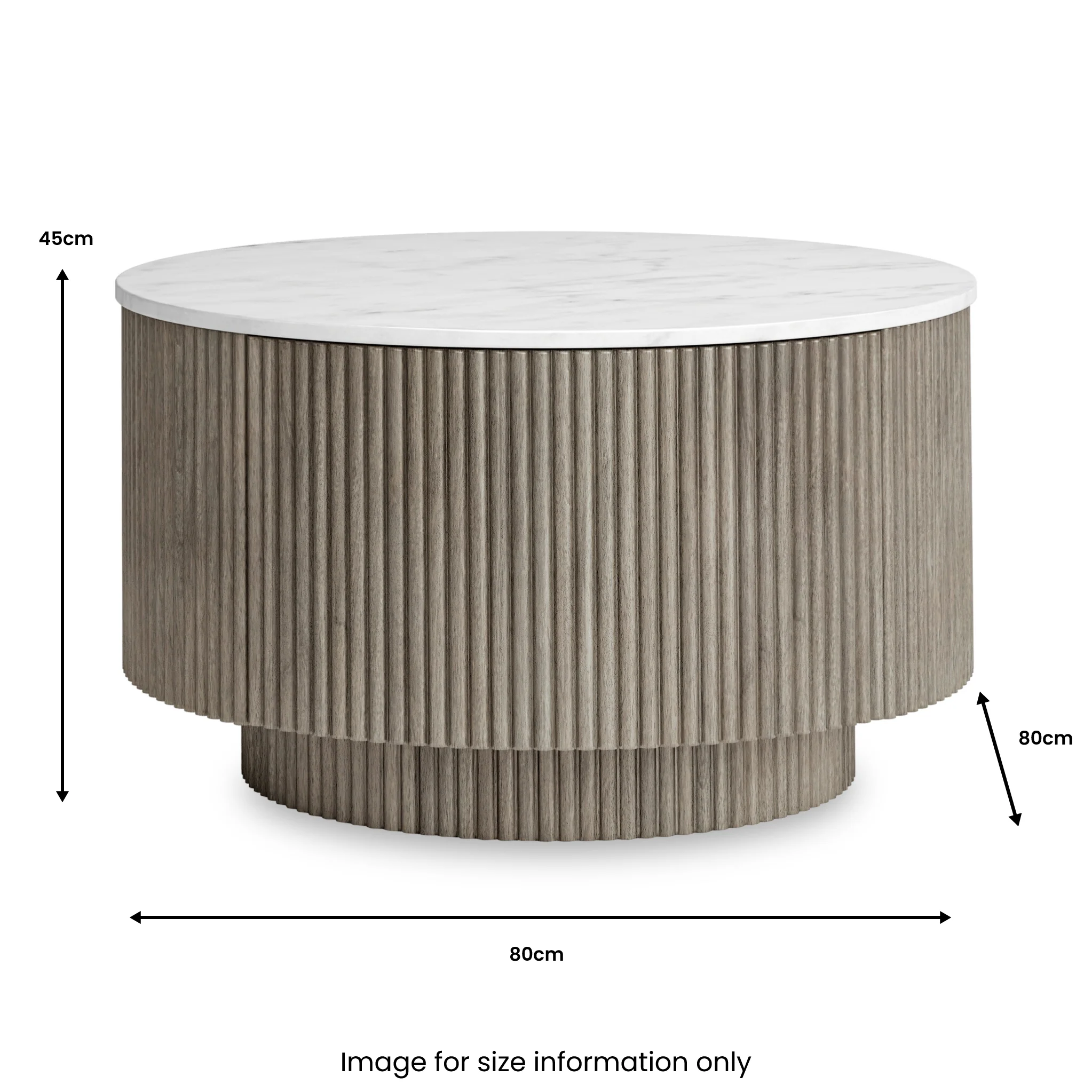Amelie Grey Fluted Round Coffee Table - Image 5