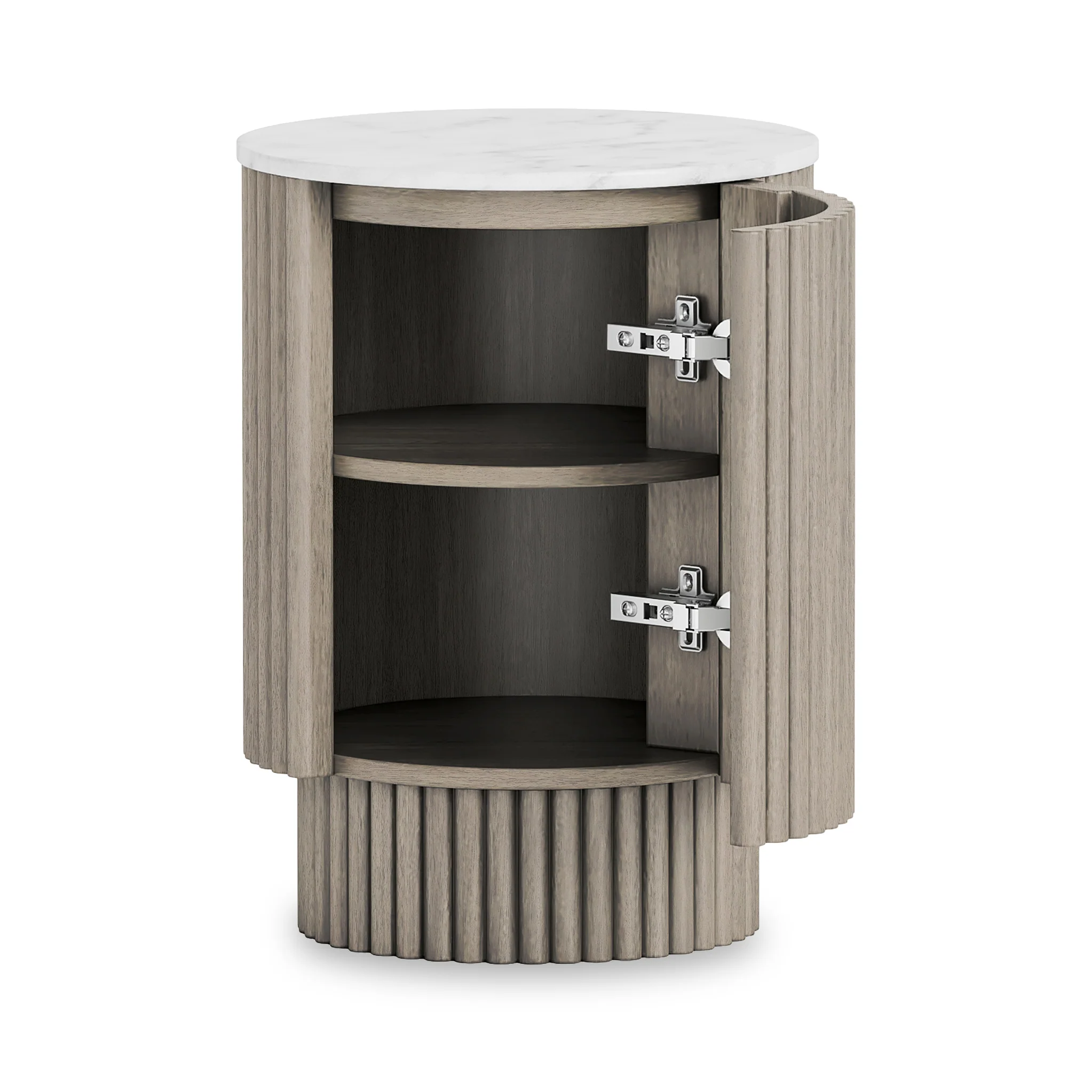 Amelie Grey Fluted Side Table with Door - Image 3