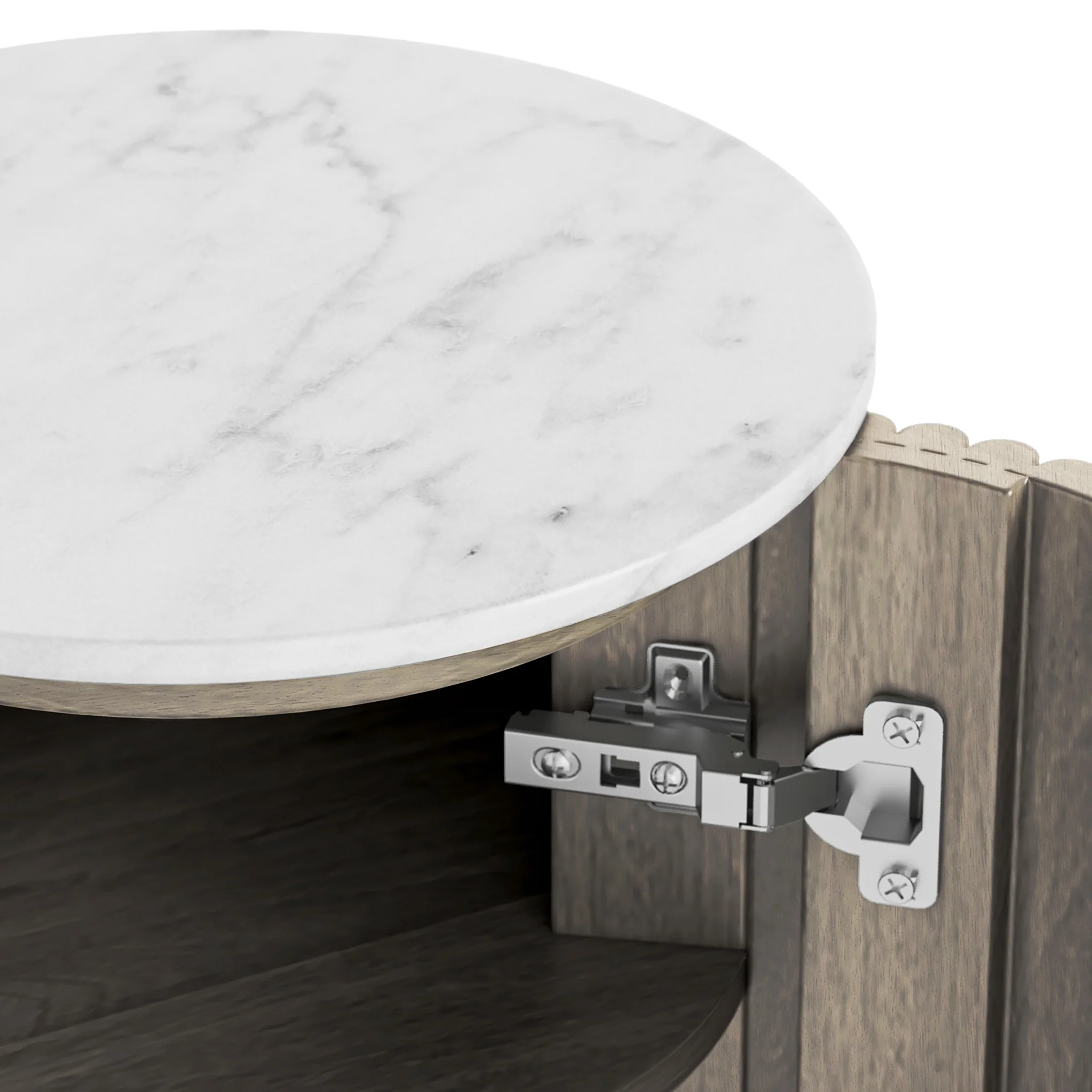 Amelie Grey Fluted Side Table with Door - Image 4