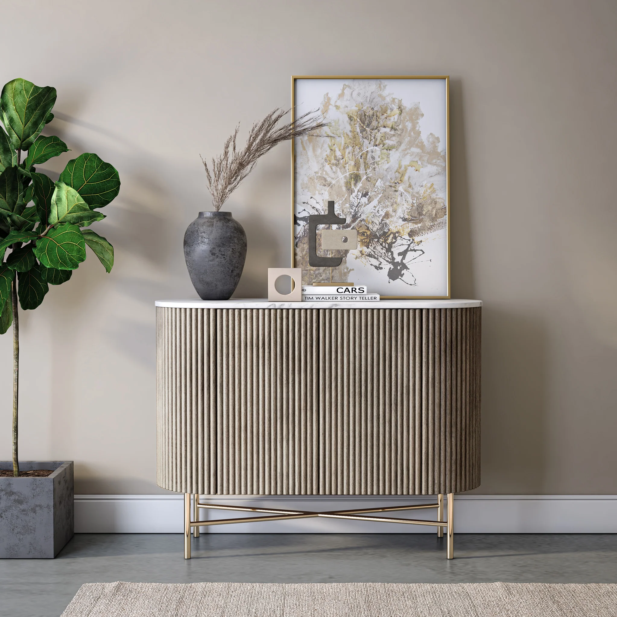 Amelie Grey Fluted Small Sideboard - Image 2
