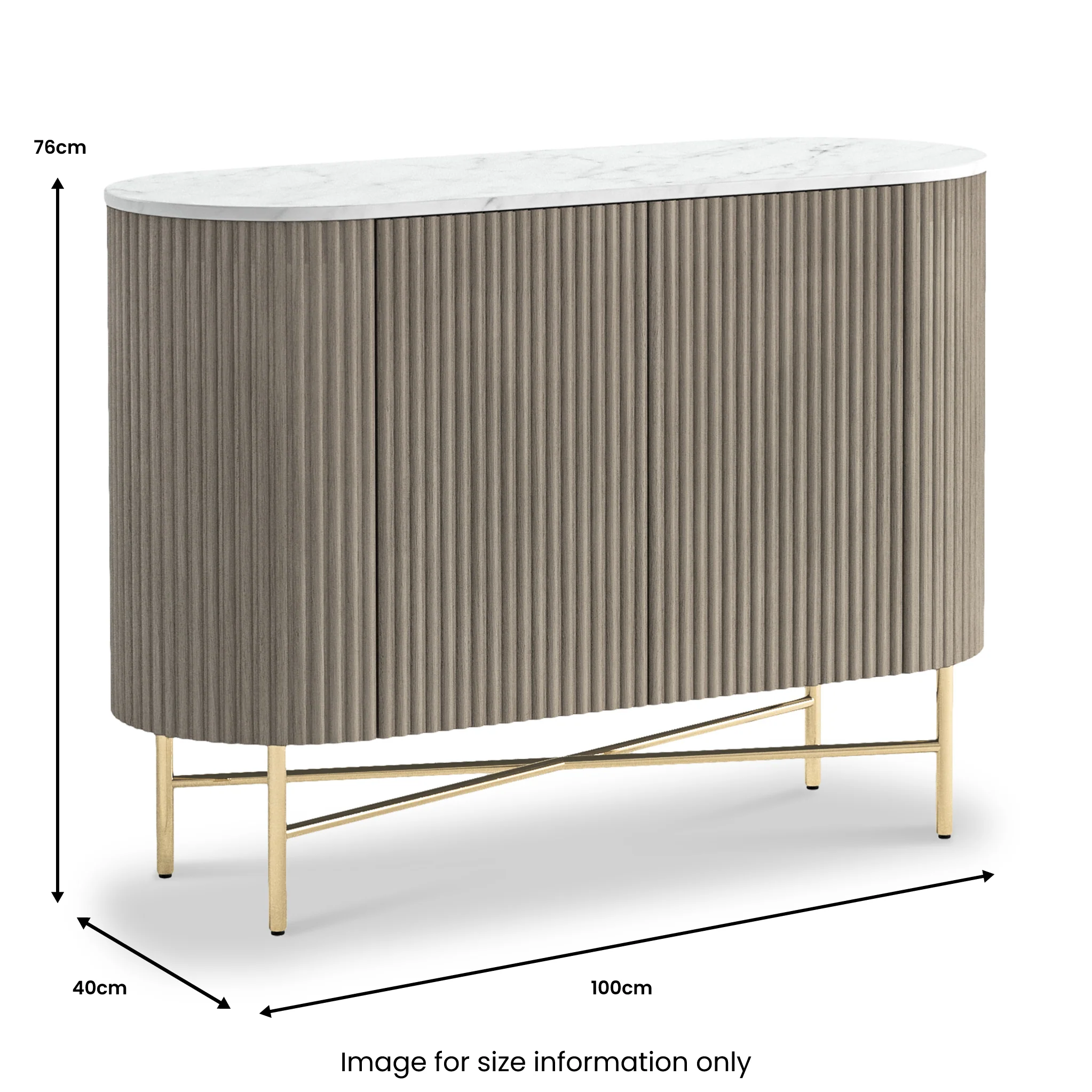 Amelie Grey Fluted Small Sideboard - Image 6
